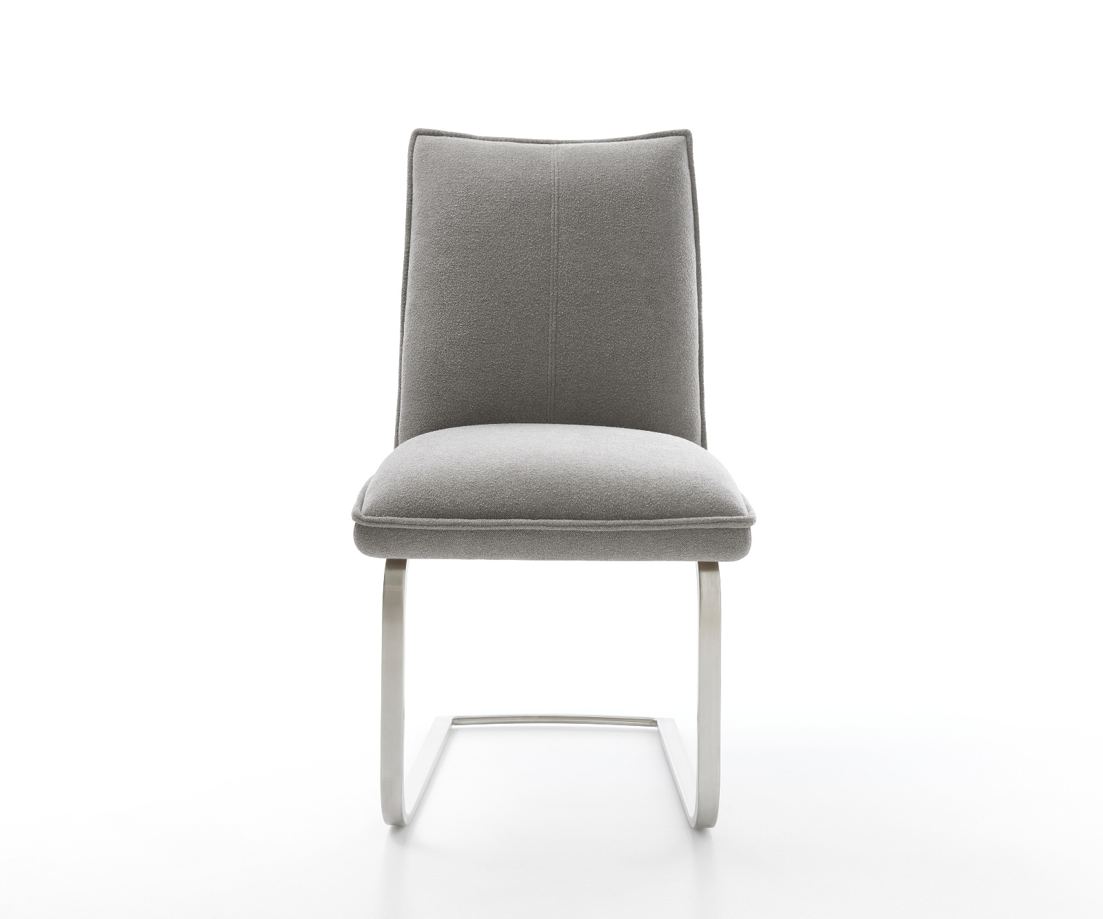 Konzolová jedálenská stolička Lelio-Flex štruktúrovaná látka mäkká sivá konzolová jedálenská stolička plochá nerezová oceľ vrecková pružina - Image 2