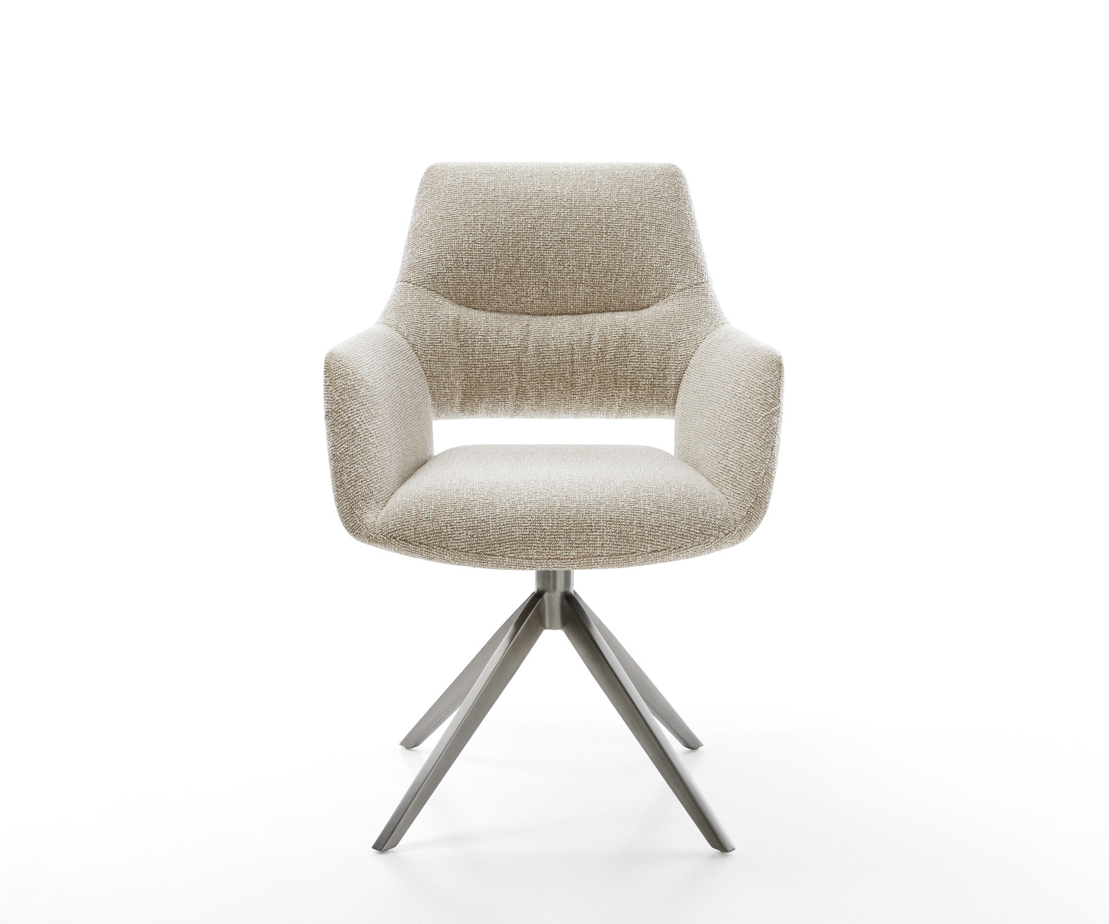 Jedálenská stolička Yago-Flex s opierkami tkanina mäkká béžová krížová podstava široká grafitová 360° otočná hojdacia funkcia vrecková pružina - Image 2