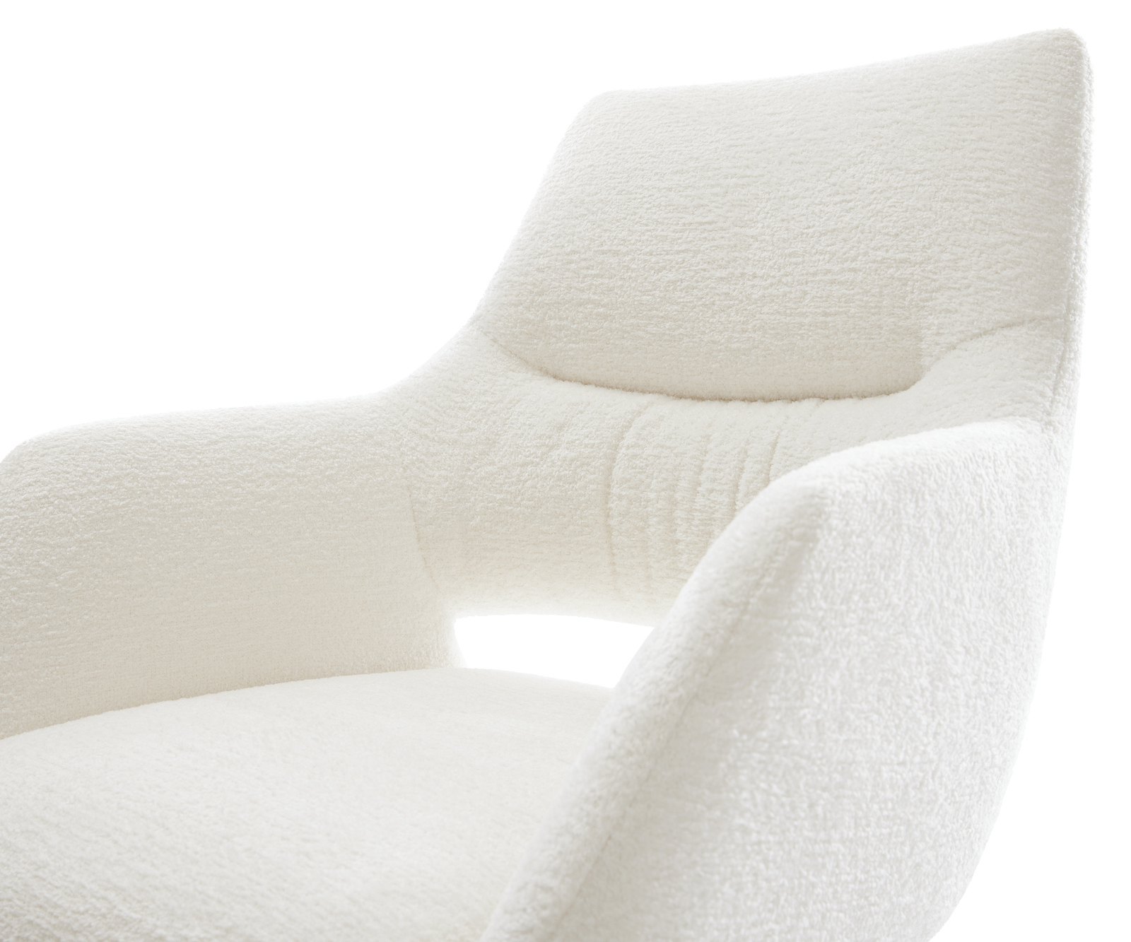 Jedálenská stolička Yago-Flex s opierkami bouclé mäkký béžová podstava grafitová 360° otočný hojdacia funkcia vrecková pružina - Image 4