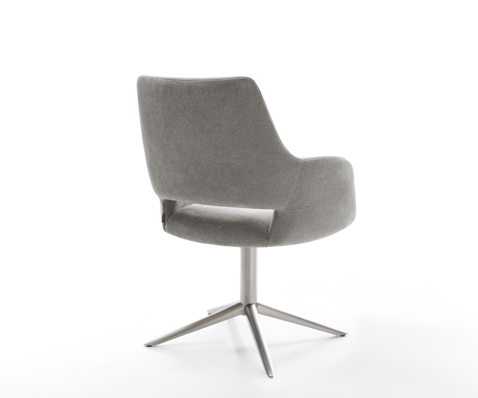 Jedálenská stolička Yago-Flex s opierkami texturovaná látka mäkká sivá krížová podstava nerezová oceľ 360° otočný hojdacia funkcia vrecková pružina - Image 5