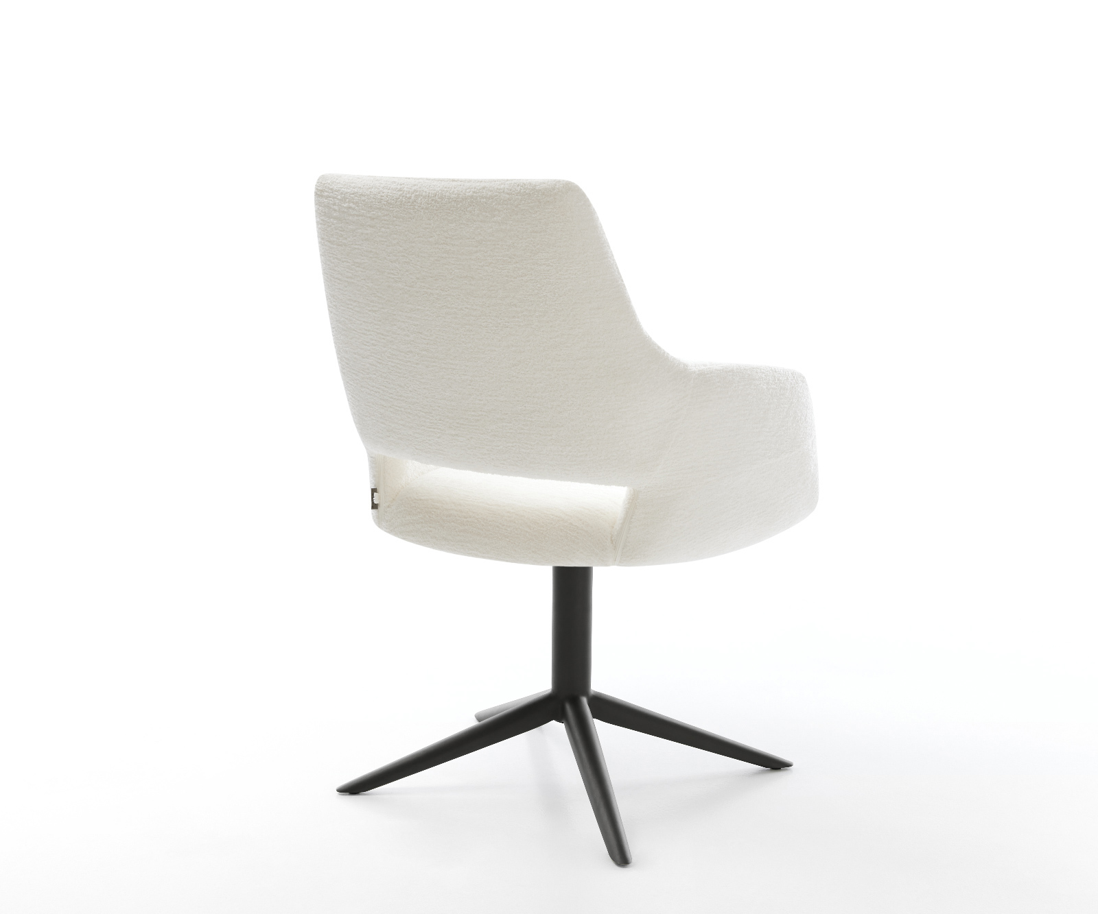 Jedálenská stolička Yago-Flex s opierkami bouclé mäkký béžová podstava čierna 360° otočný hojdacia funkcia vrecková pružina - Image 5