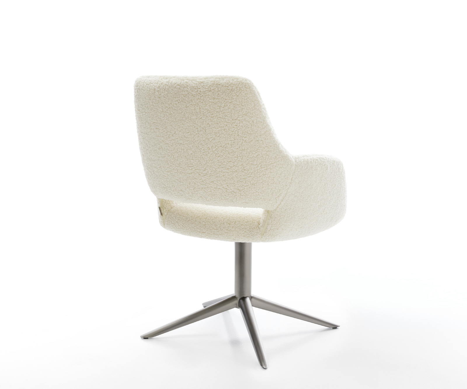 Jedálenská stolička Yago-Flex s opierkami teddy látka béžová krížová podstava grafitová 360° otočný hojdacia funkcia vrecková pružina - Image 5