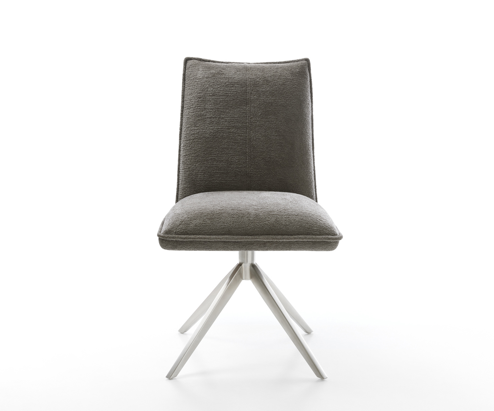 Jedálenská stolička Lelio-Flex bouclé mäkký tmavobéžová krížová podstava široká nerezová oceľ otočný 360° hojdacia funkcia vrecková pružina - Image 2