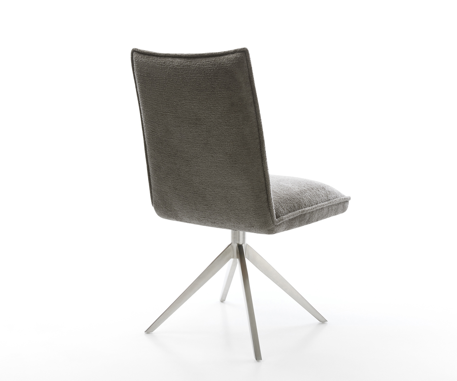 Jedálenská stolička Lelio-Flex bouclé mäkký tmavobéžová krížová podstava široká nerezová oceľ otočný 360° hojdacia funkcia vrecková pružina - Image 5