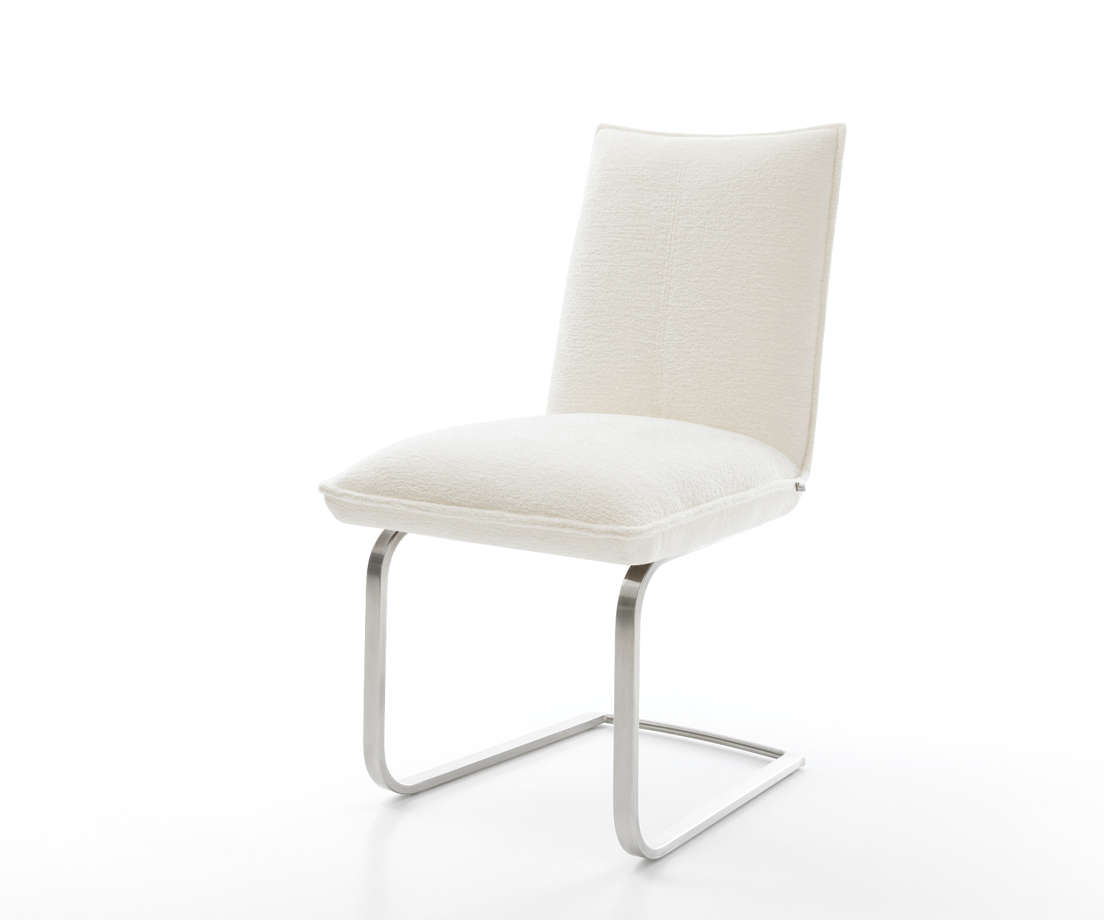 Konzolová jedálenská stolička Lelio-Flex bouclé mäkký béžová konzolová jedálenská stolička plochá nerezová oceľ vrecková pružina