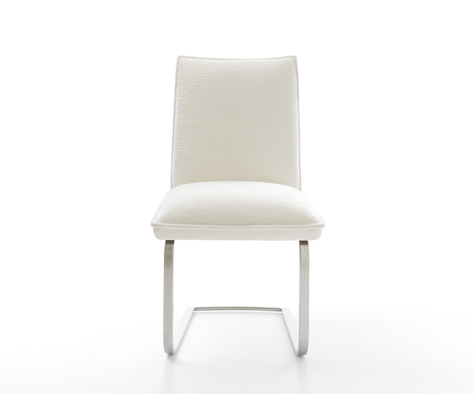 Konzolová jedálenská stolička Lelio-Flex bouclé mäkký béžová konzolová jedálenská stolička plochá nerezová oceľ vrecková pružina - Image 2