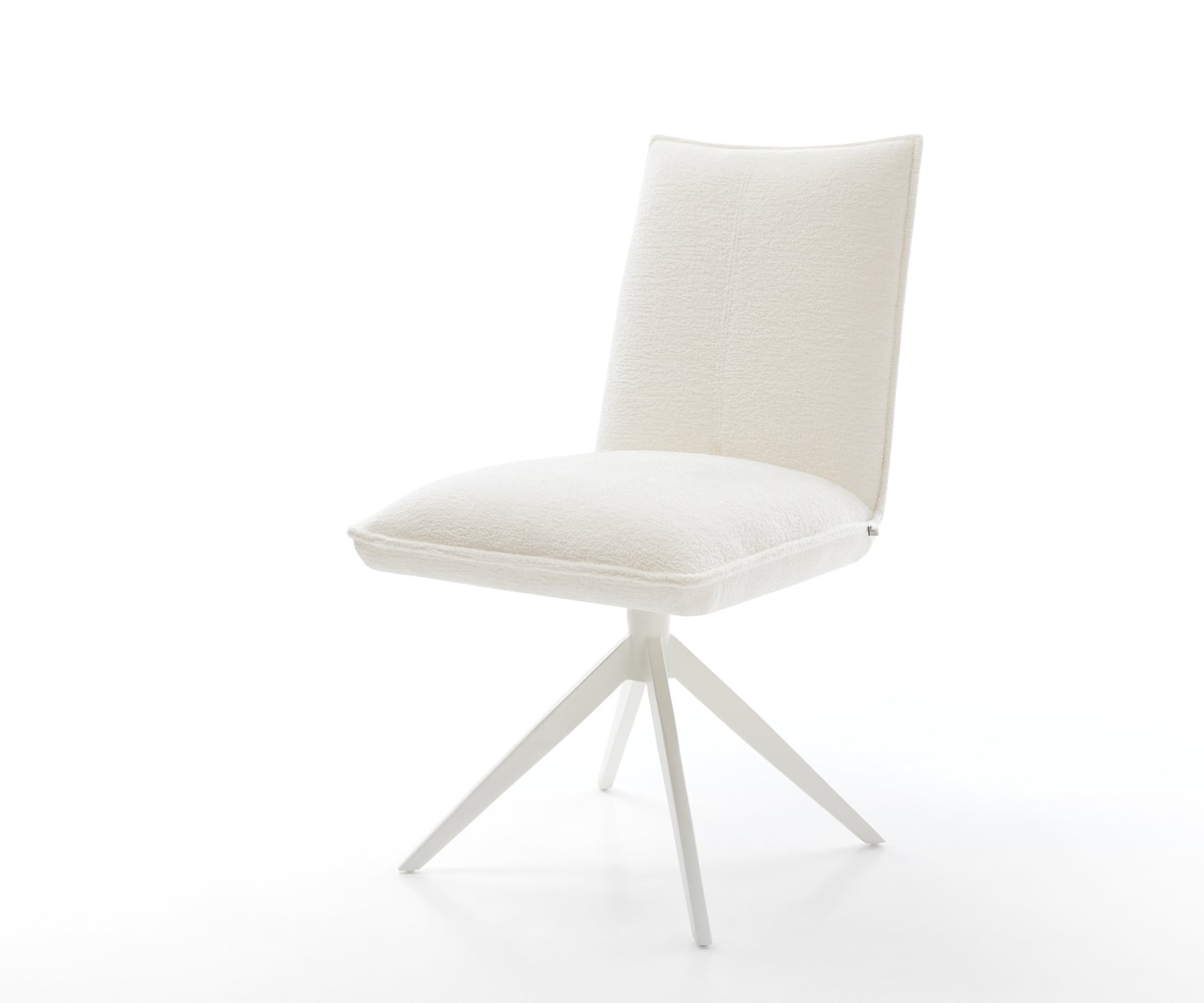 Jedálenská stolička Lelio-Flex bouclé mäkký béžová krížová podstava široká biela 360° otočný hojdacia funkcia vrecková pružina