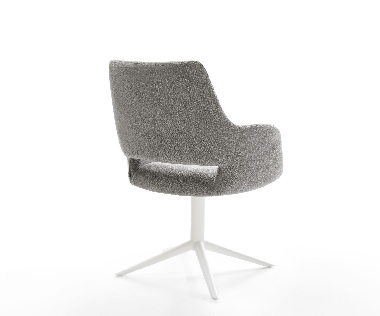 Jedálenská stolička Yago-Flex s opierkami texturovaná látka mäkký sivá krížová podstava biela 360° otočný hojdacia funkcia vrecková pružina - Image 5