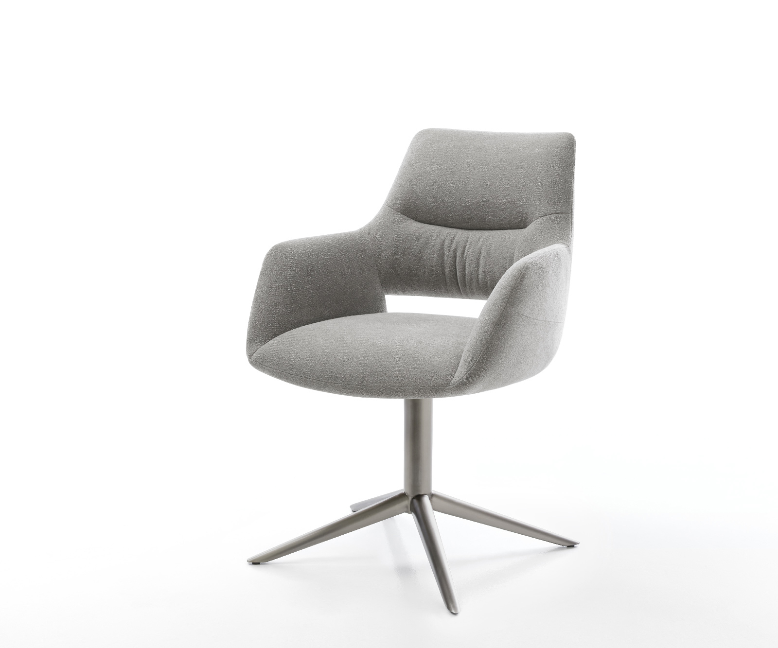 Jedálenská stolička Yago-Flex s opierkami texturovaná látka mäkký sivá krížová podstava grafitová 360° otočný hojdacia funkcia vrecková pružina