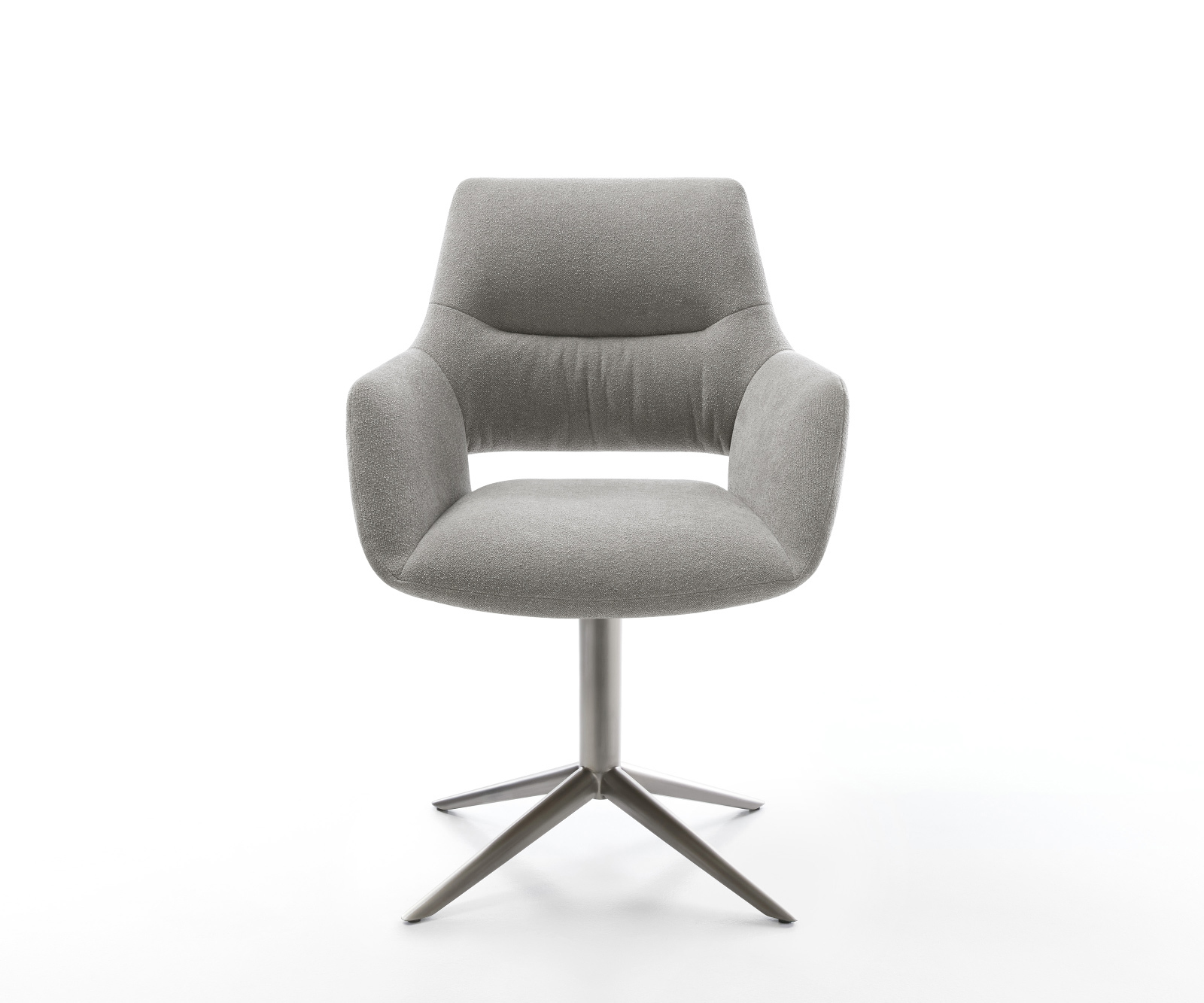 Jedálenská stolička Yago-Flex s opierkami texturovaná látka mäkký sivá krížová podstava grafitová 360° otočný hojdacia funkcia vrecková pružina - Image 2