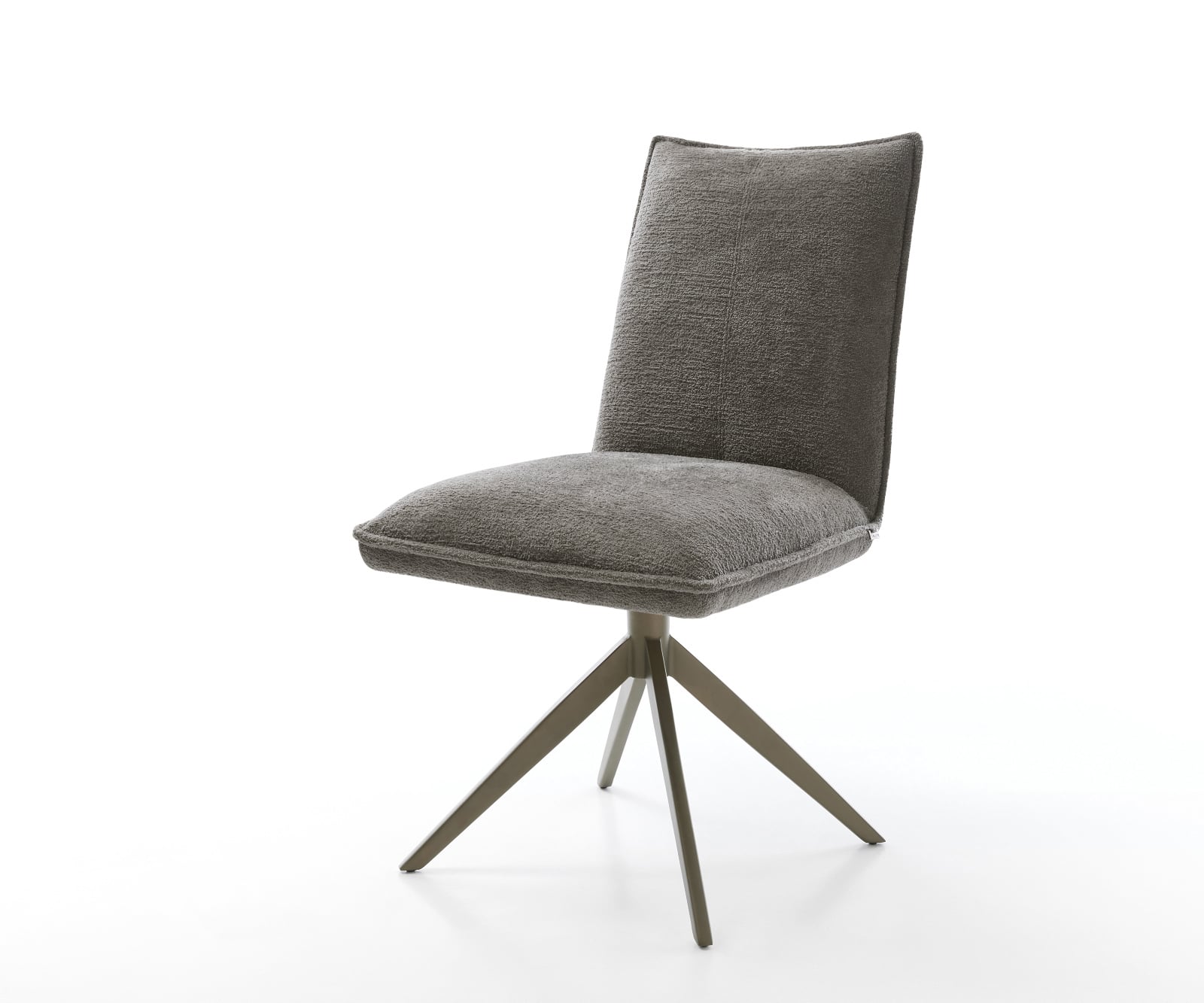 Jedálenská stolička Lelio-Flex bouclé mäkký tmavobéžová krížová podstava široký titánová farba 360° otočný hojdacia funkcia vrecková pružina