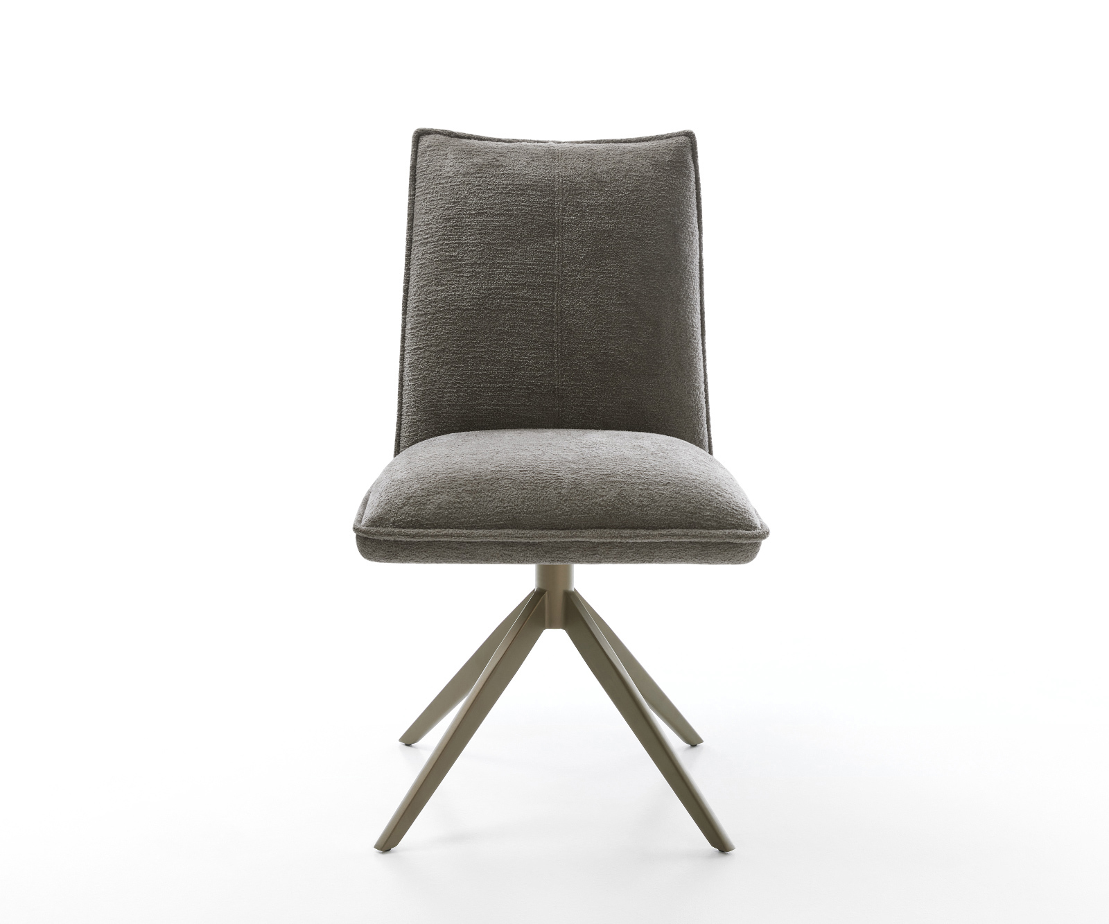 Jedálenská stolička Lelio-Flex bouclé mäkký tmavobéžová krížová podstava široký titánová farba 360° otočný hojdacia funkcia vrecková pružina - Image 2