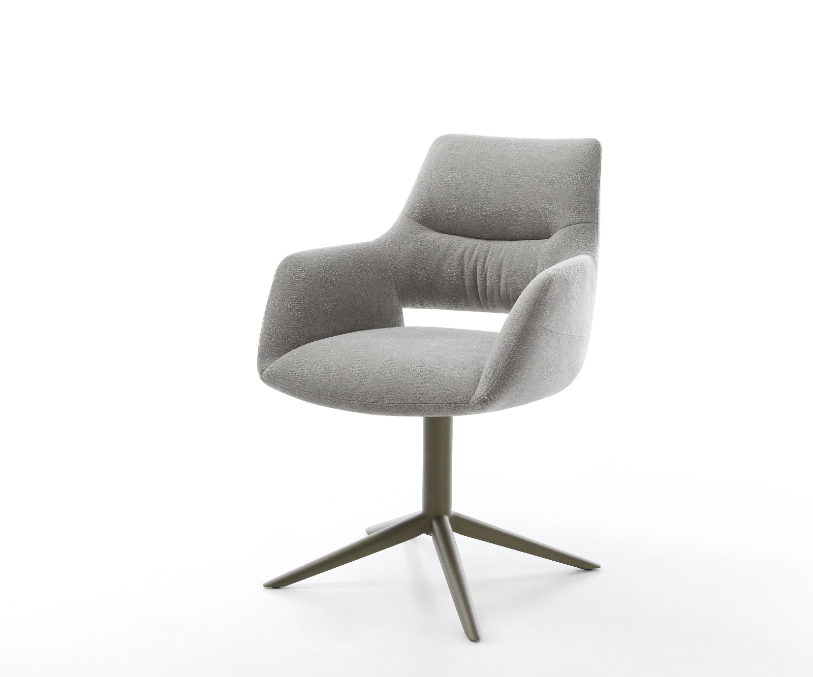 Jedálenská stolička Yago-Flex s opierkami texturovaná látka mäkká sivá krížová podstava titánová farba 360° otočný hojdacia funkcia vrecková pružina