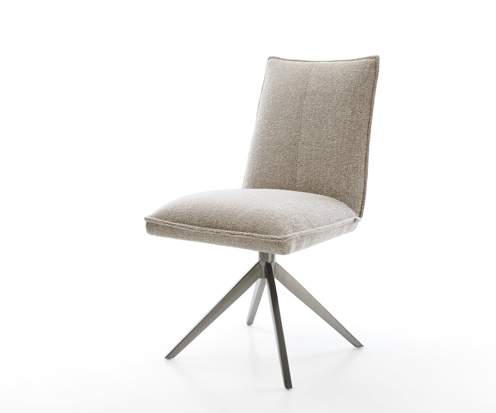 Jedálenská stolička Lelio-Flex tkanina mäkký béžová krížová podstava široká grafitová 360° otočná hojdacia funkcia vrecková pružina