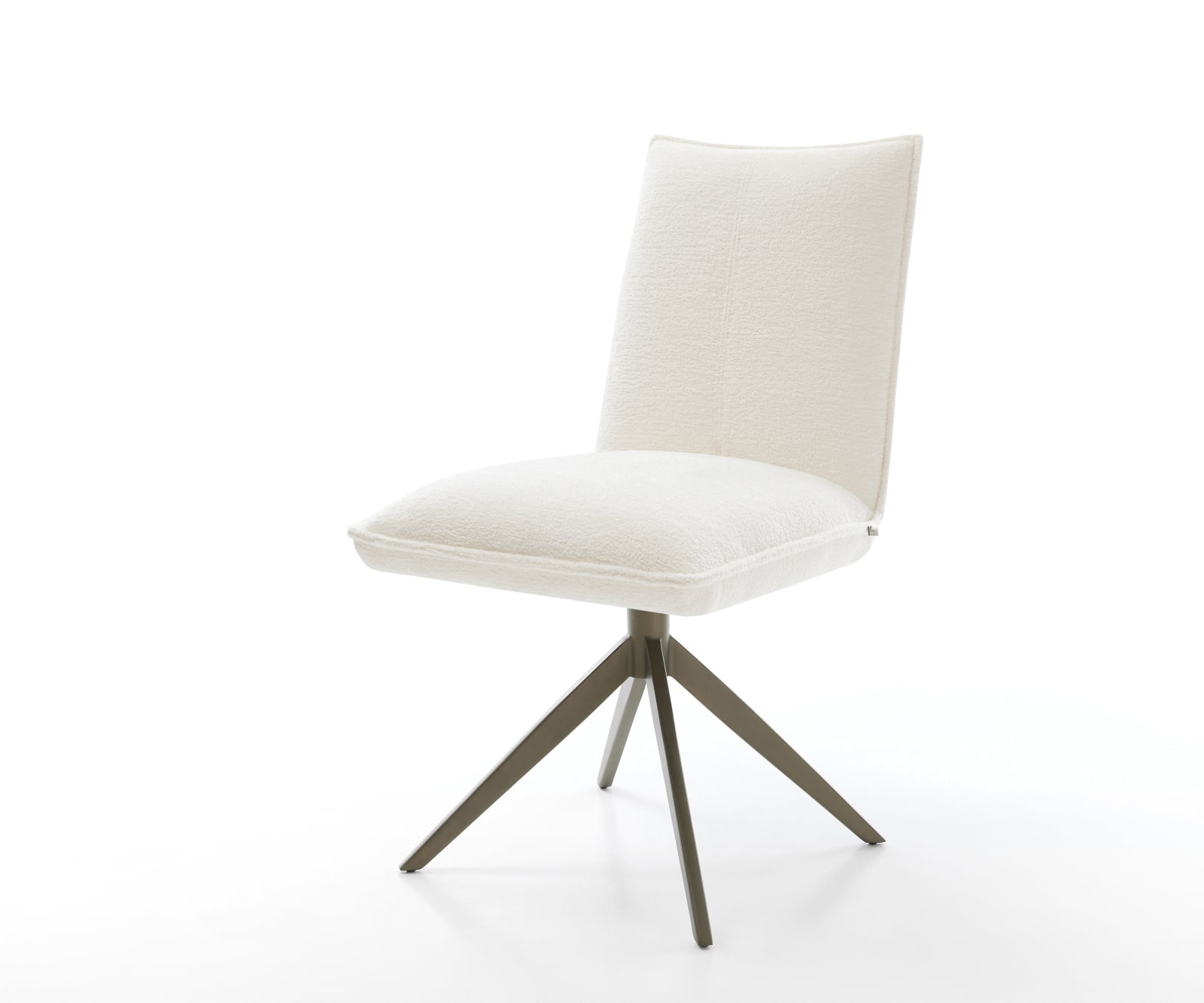 Jedálenská stolička Lelio-Flex bouclé mäkký béžová krížová podstava široká titánová farba 360° otočný hojdacia funkcia vrecková pružina