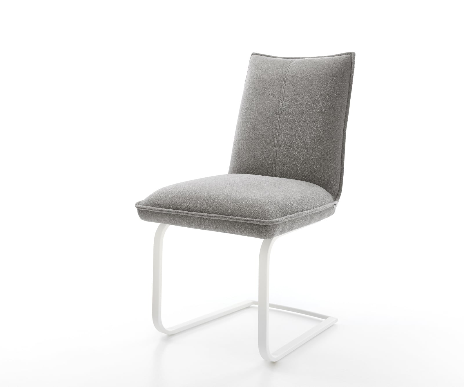 Konzolová jedálenská stolička Lelio-Flex štruktúrovaná látka mäkký sivá konzolová jedálenská stolička plochý biely vrecková pružina