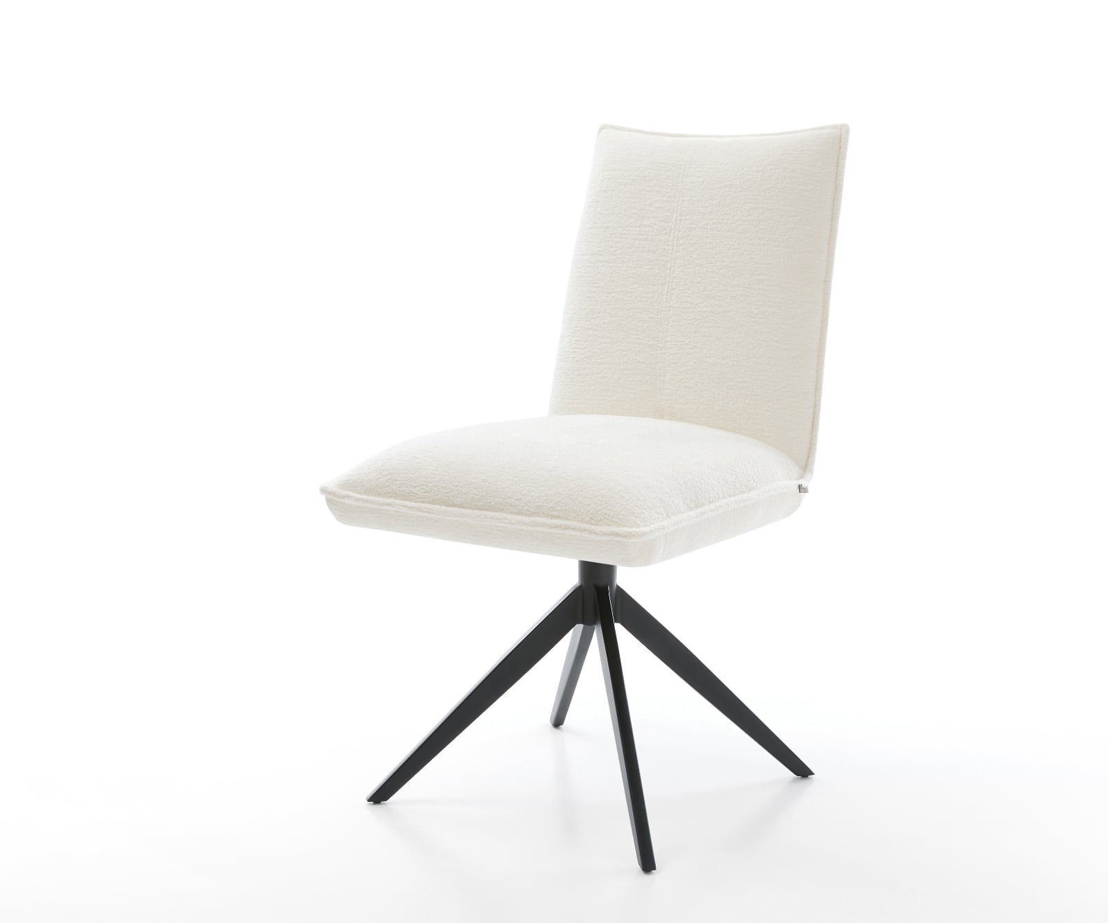Jedálenská stolička Lelio-Flex bouclé mäkký béžová krížová podstava široká čierna 360° otočný hojdacia funkcia vrecková pružina