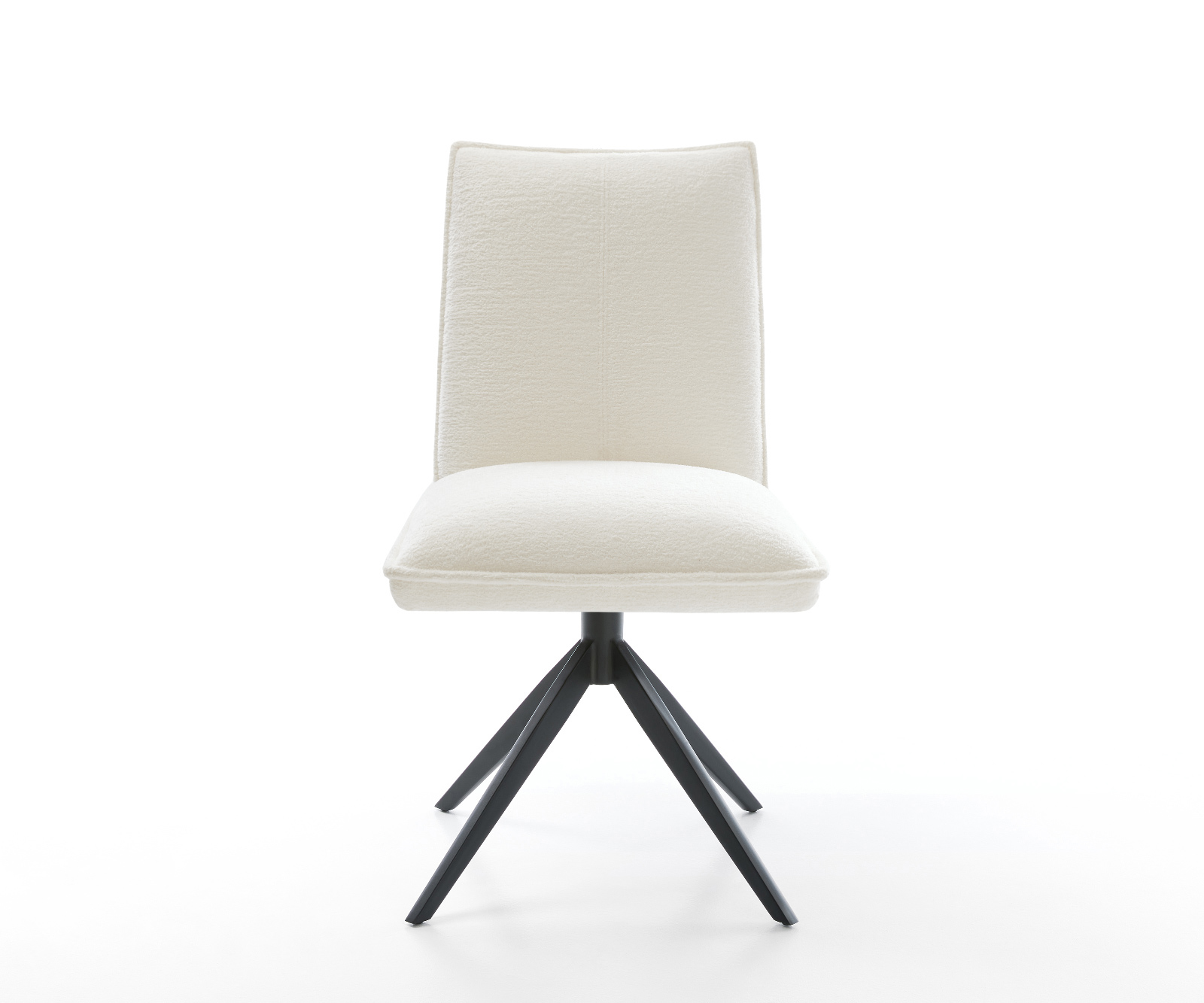 Jedálenská stolička Lelio-Flex bouclé mäkký béžová krížová podstava široká čierna 360° otočný hojdacia funkcia vrecková pružina - Image 2