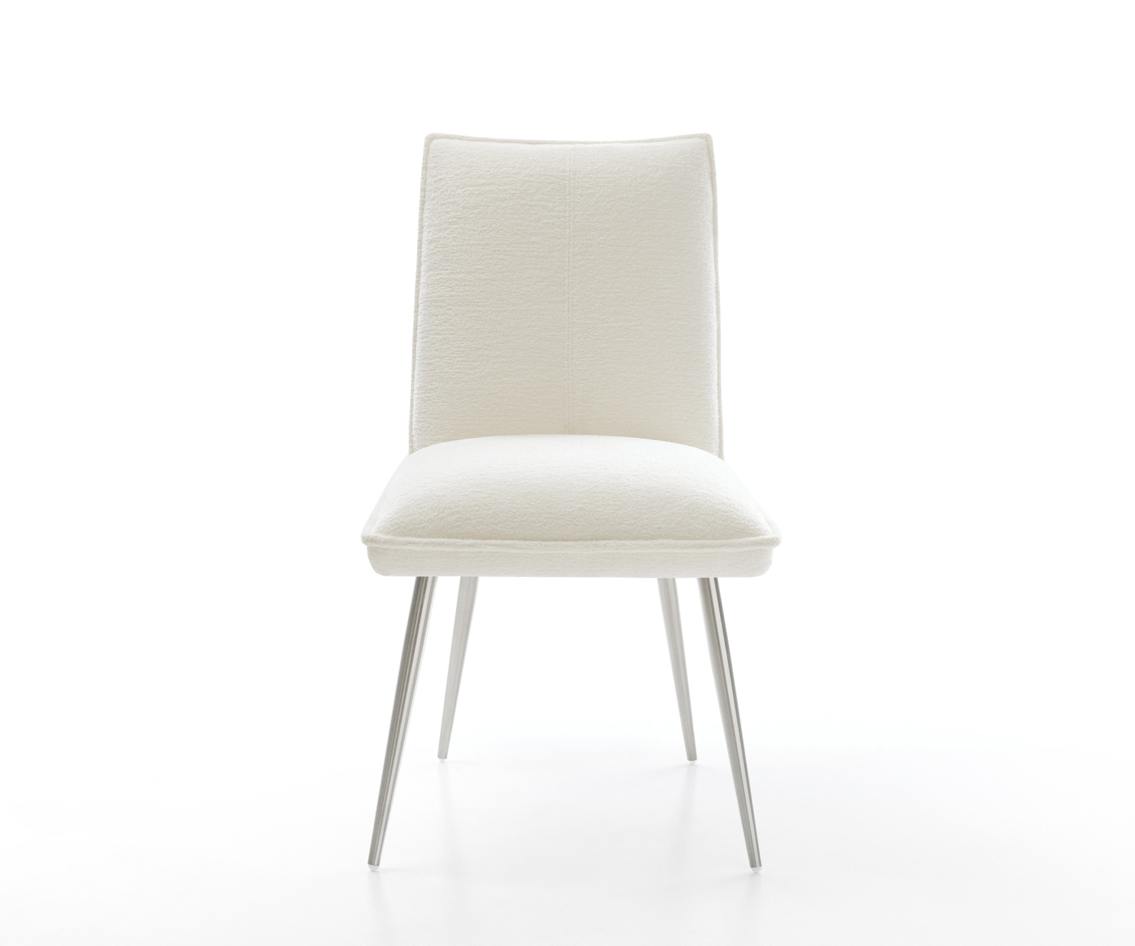 Jedálenská stolička Lelio-Flex bouclé mäkký béžová 4-nohá zúžená nerezová oceľ vrecková pružina - Image 2
