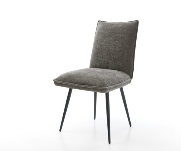 Jedálenská stolička Lelio-Flex bouclé mäkký tmavobéžová 4-nohá zúžená čierna vrecková pružina