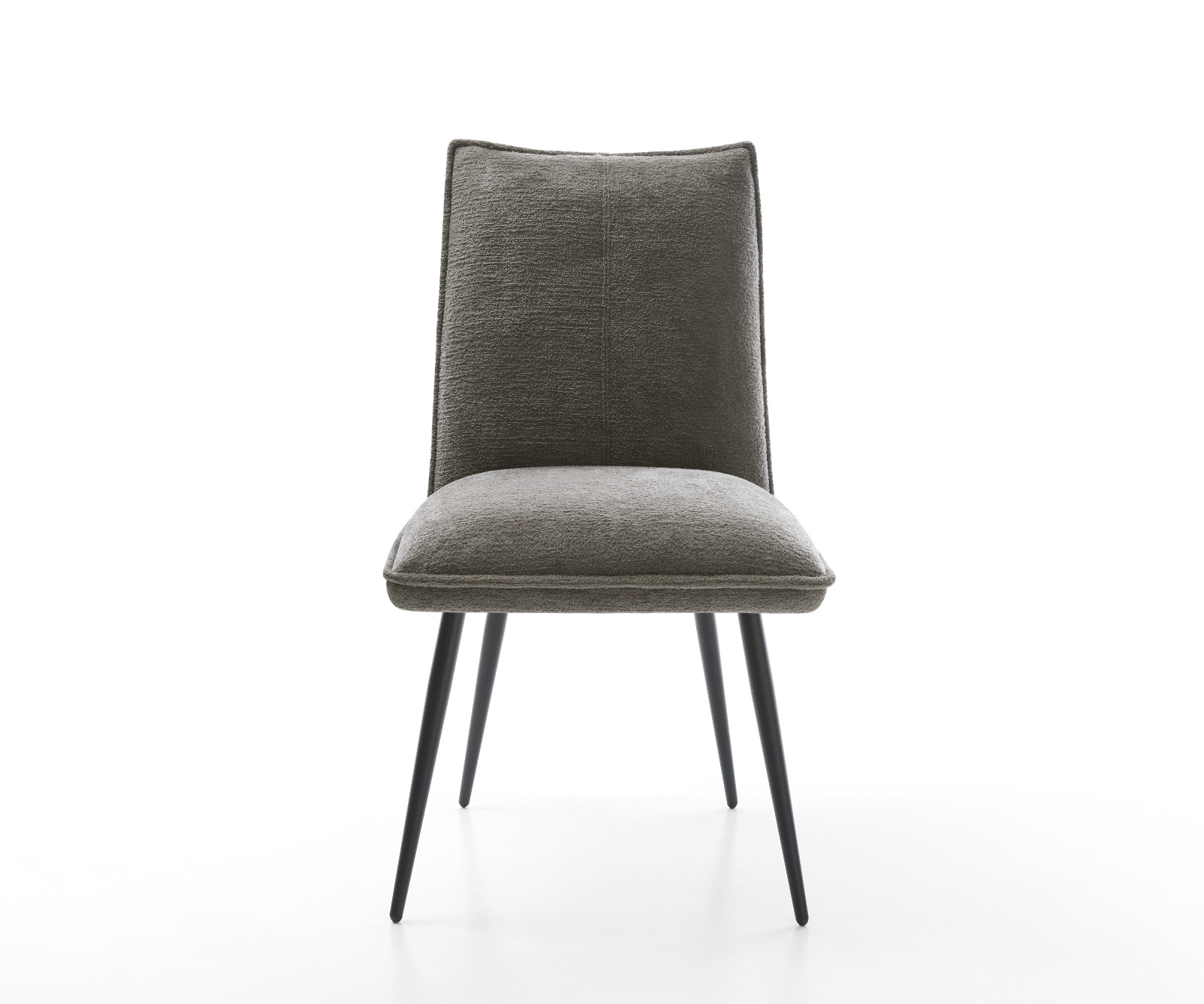 Jedálenská stolička Lelio-Flex bouclé mäkký tmavobéžová 4-nohá zúžená čierna vrecková pružina - Image 2