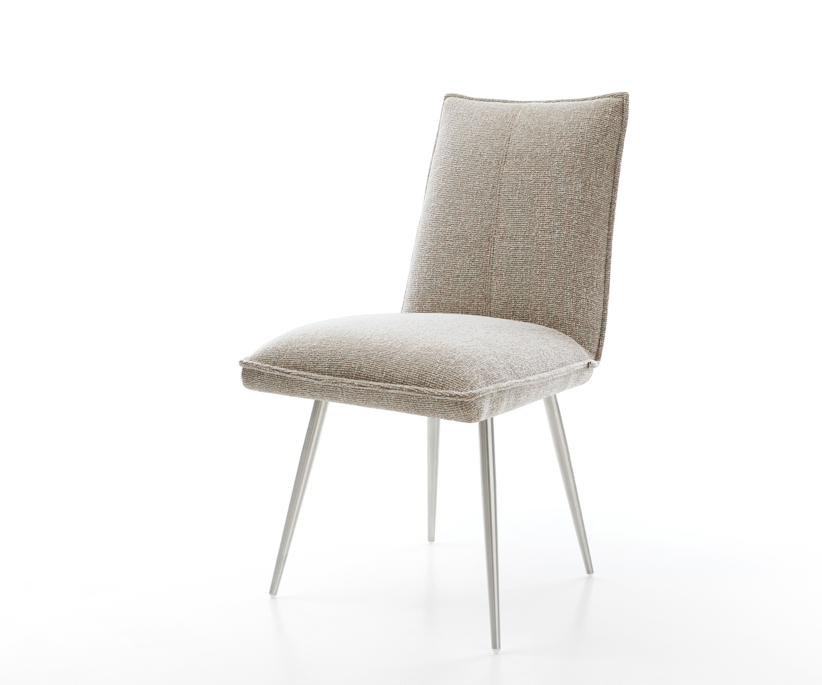 Jedálenská stolička Lelio-Flex tkanina mäkký béžová 4-nohá zúžená nerezová oceľ vrecková pružina