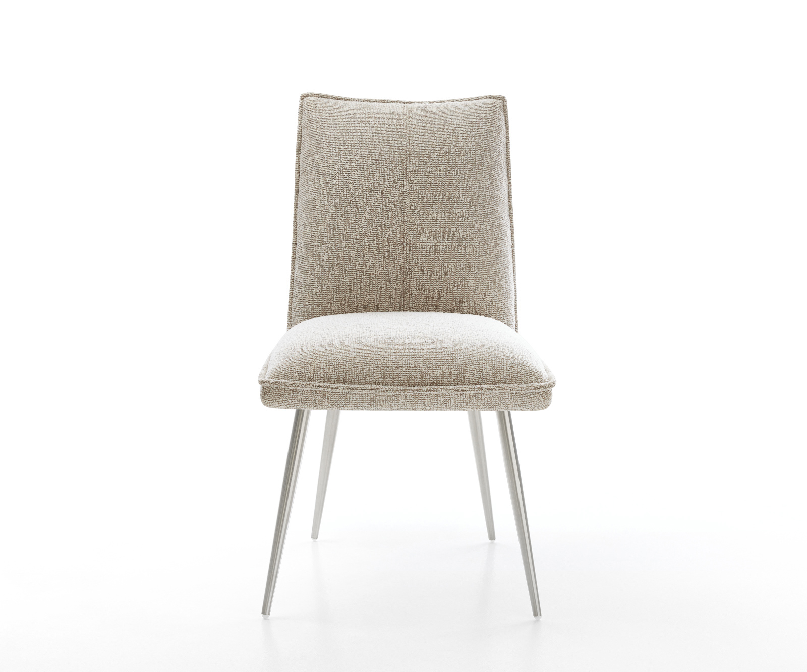 Jedálenská stolička Lelio-Flex tkanina mäkký béžová 4-nohá zúžená nerezová oceľ vrecková pružina - Image 2