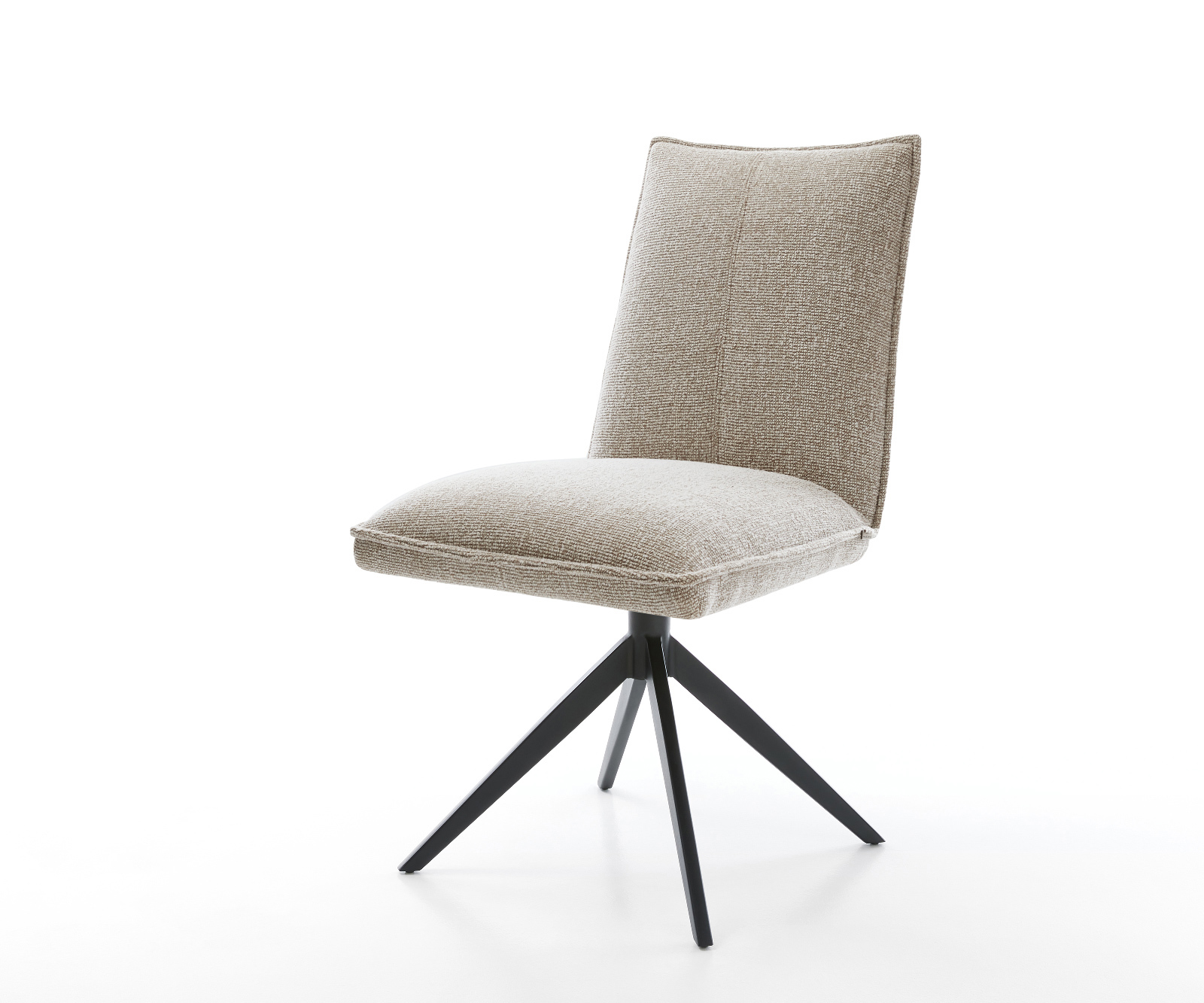 Jedálenská stolička Lelio-Flex tkanina mäkká béžová krížová podstava široká čierna 360° otočný hojdacia funkcia vrecková pružina