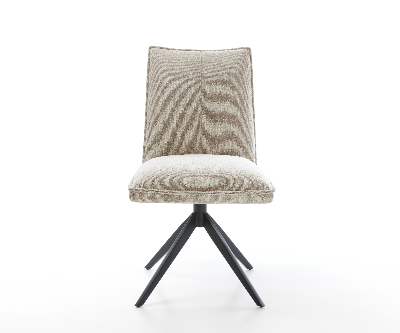 Jedálenská stolička Lelio-Flex tkanina mäkká béžová krížová podstava široká čierna 360° otočný hojdacia funkcia vrecková pružina - Image 2