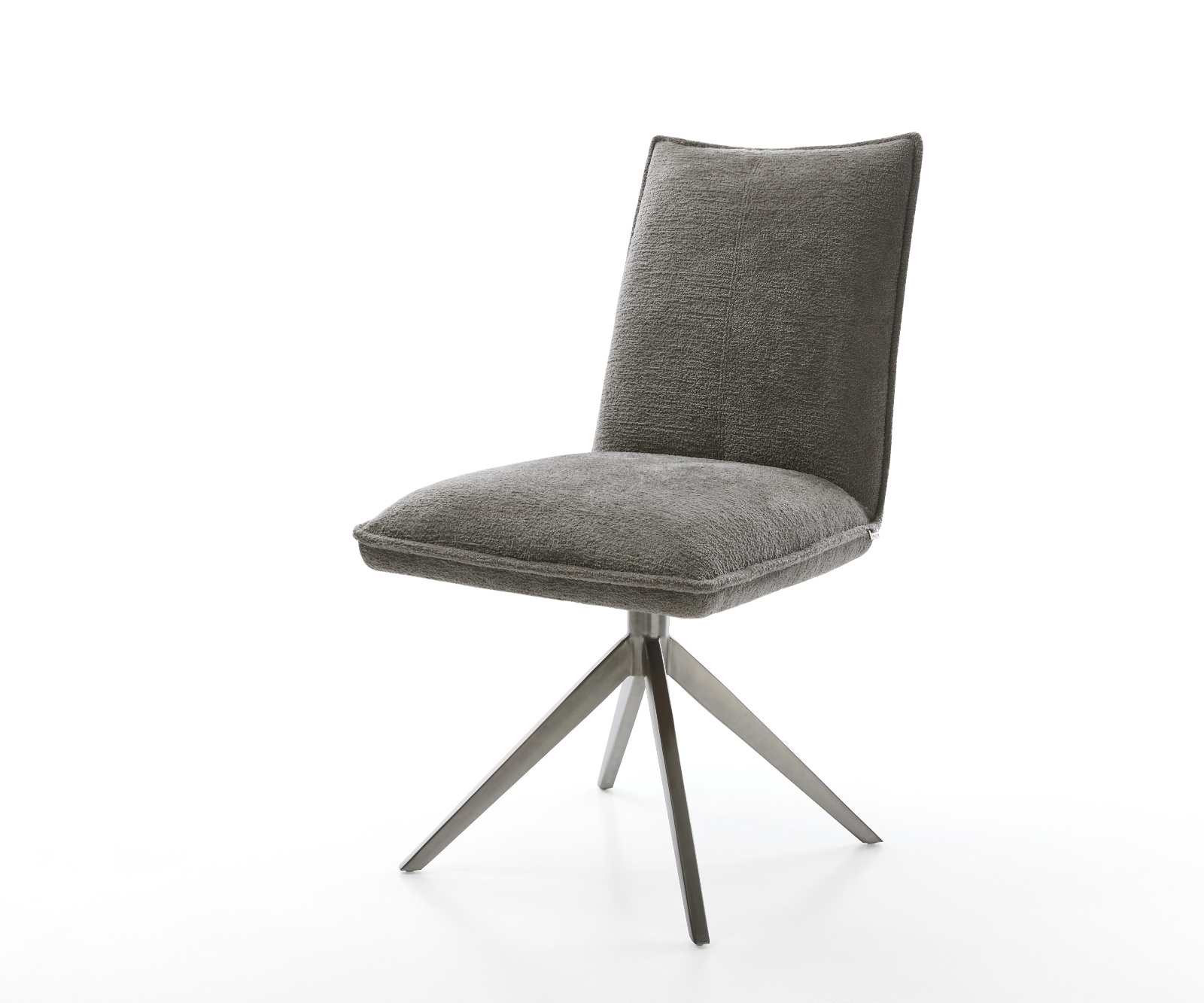 Jedálenská stolička Lelio-Flex bouclé mäkký tmavobéžová krížová podstava široká grafitová 360° otočná hojdacia funkcia vrecková pružina