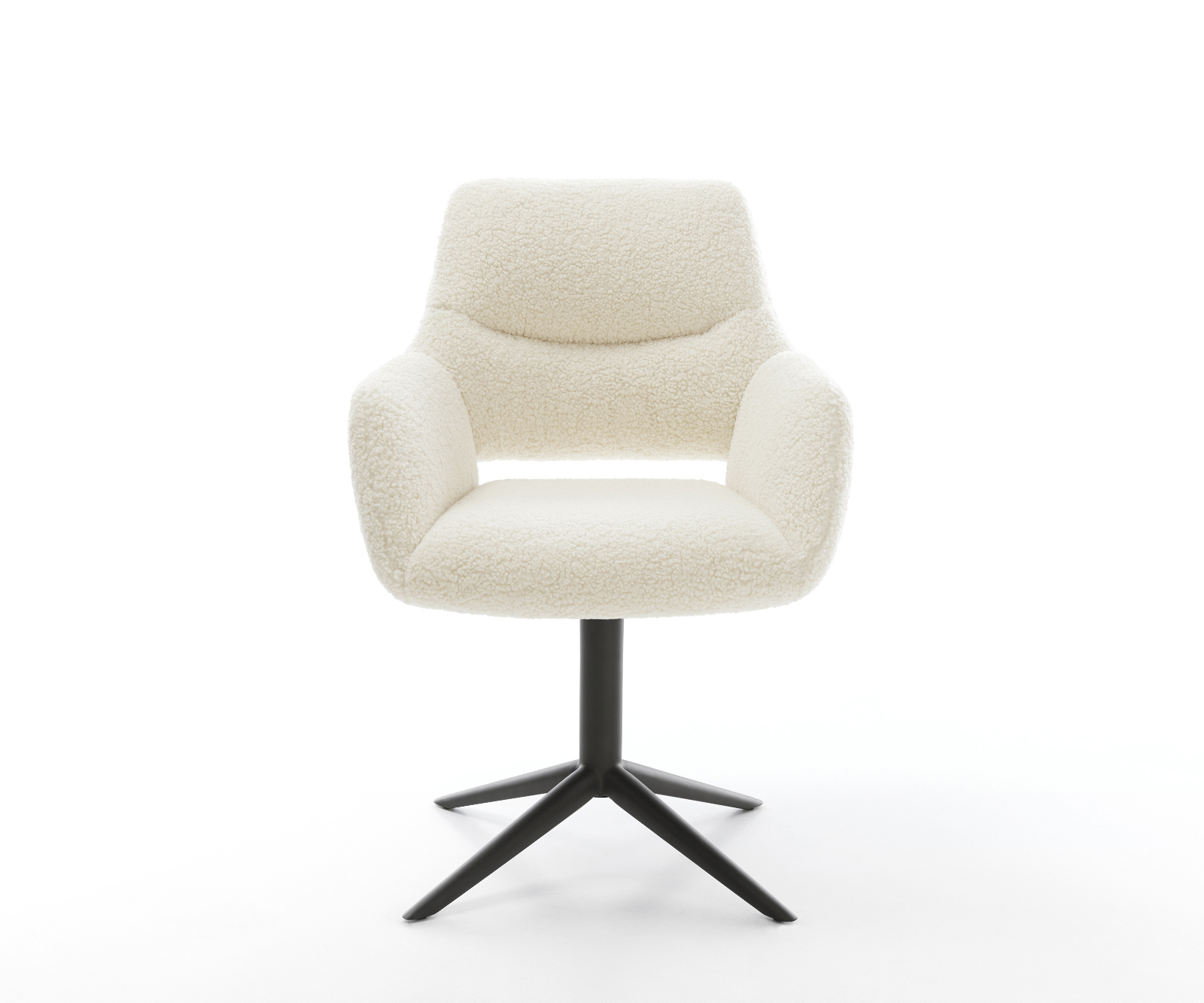 Jedálenská stolička Yago-Flex s opierkami teddy látka béžová krížová podstava čierna 360° otočný hojdacia funkcia vrecková pružina - Image 2