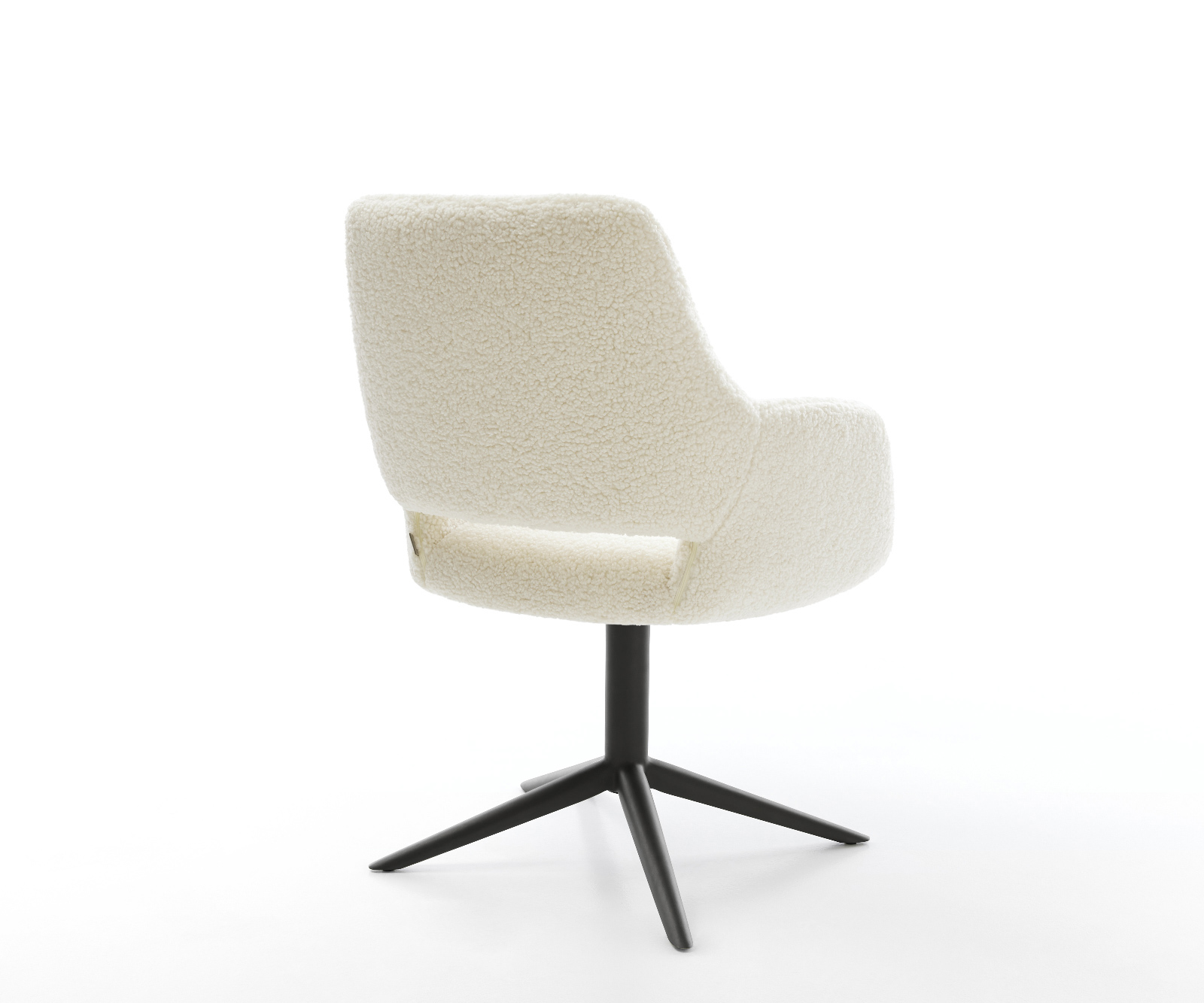 Jedálenská stolička Yago-Flex s opierkami teddy látka béžová krížová podstava čierna 360° otočný hojdacia funkcia vrecková pružina - Image 5