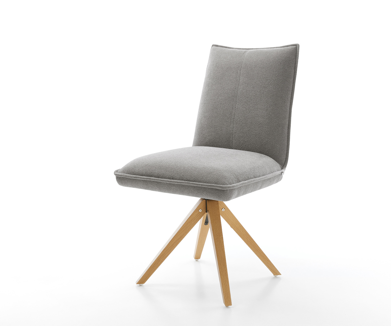 Jedálenská stolička Lelio-Flex texturovaná látka mäkká sivá drevená podstava hranatá prírodná 180° otočný vrecková pružina