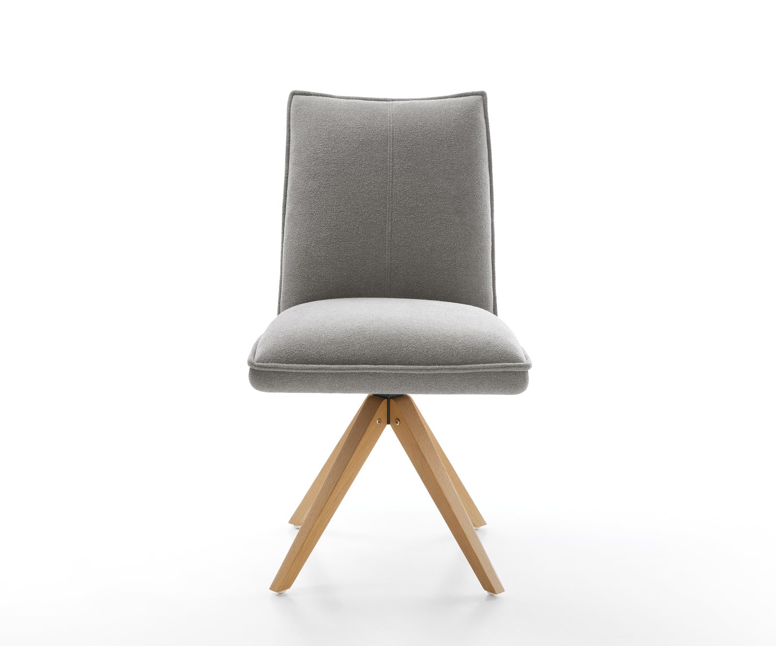 Jedálenská stolička Lelio-Flex texturovaná látka mäkká sivá drevená podstava hranatá prírodná 180° otočný vrecková pružina - Image 2