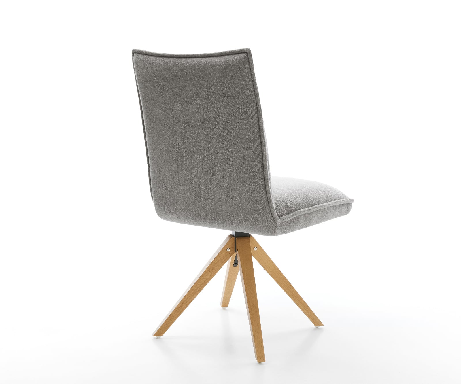 Jedálenská stolička Lelio-Flex texturovaná látka mäkká sivá drevená podstava hranatá prírodná 180° otočný vrecková pružina - Image 5