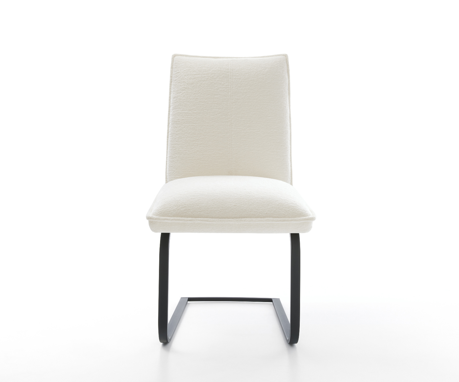 Konzolová jedálenská stolička Lelio-Flex bouclé mäkký béžová konzolová jedálenská stolička plochá čierna vrecková pružina - Image 2