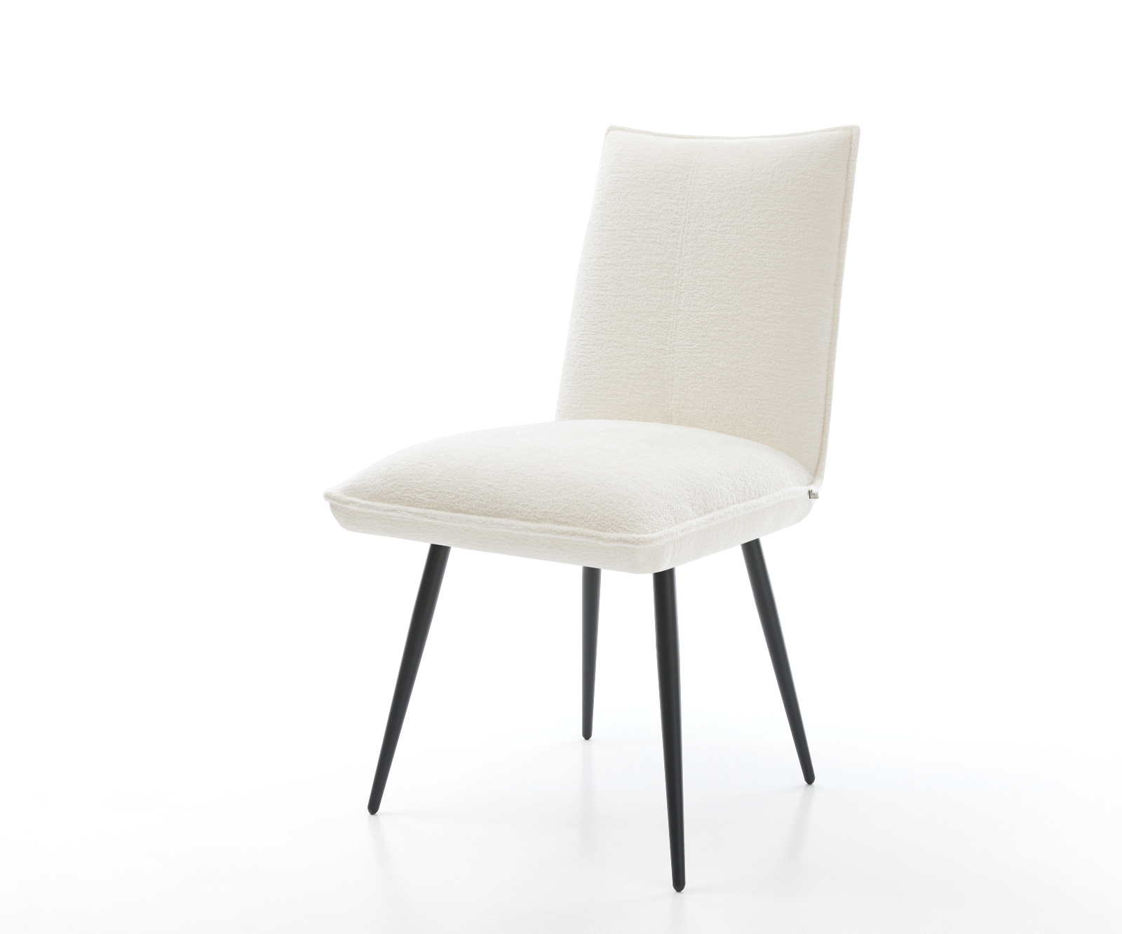 Jedálenská stolička Lelio-Flex bouclé mäkký béžová 4-nohá zúžená čierna vrecková pružina