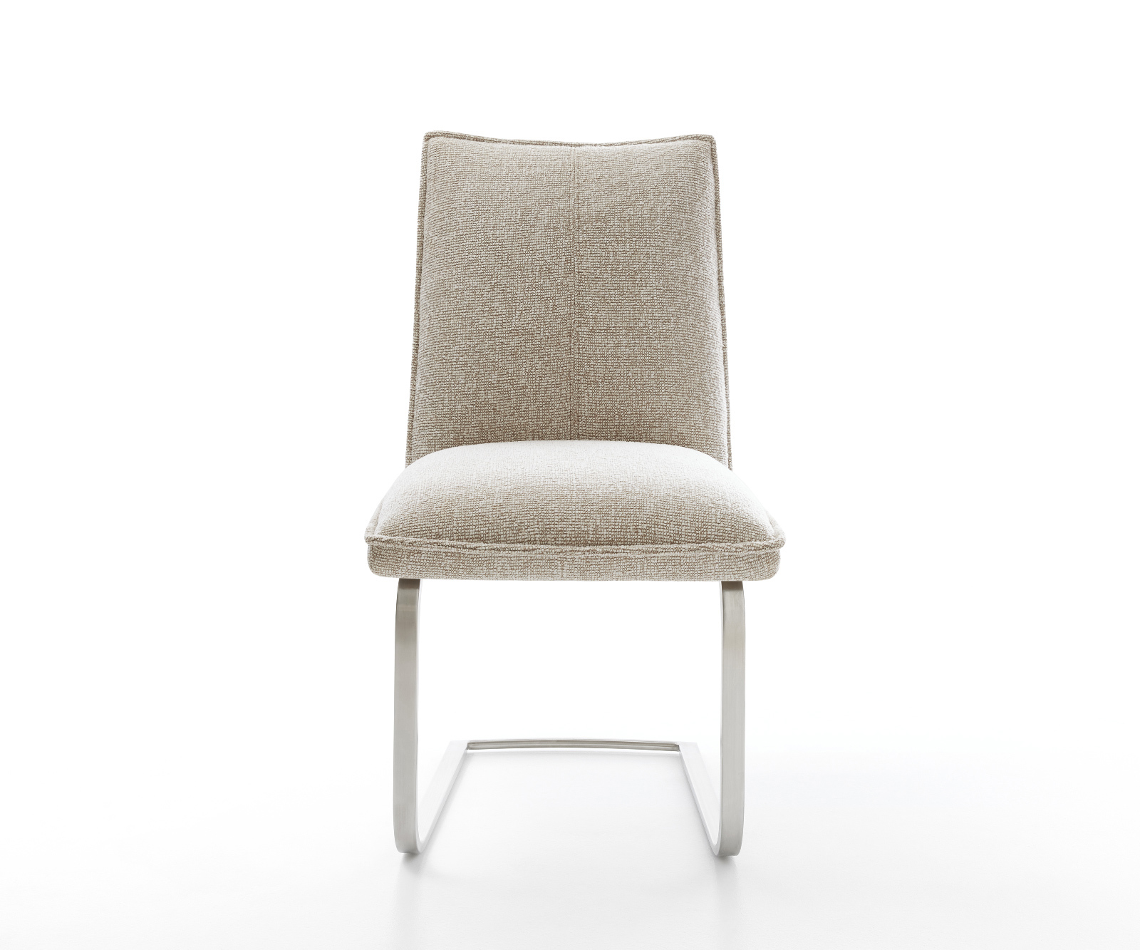 Konzolová jedálenská stolička Lelio-Flex tkanina mäkký béžová konzolová jedálenská stolička plochý nerezová oceľ vrecková pružina - Image 2