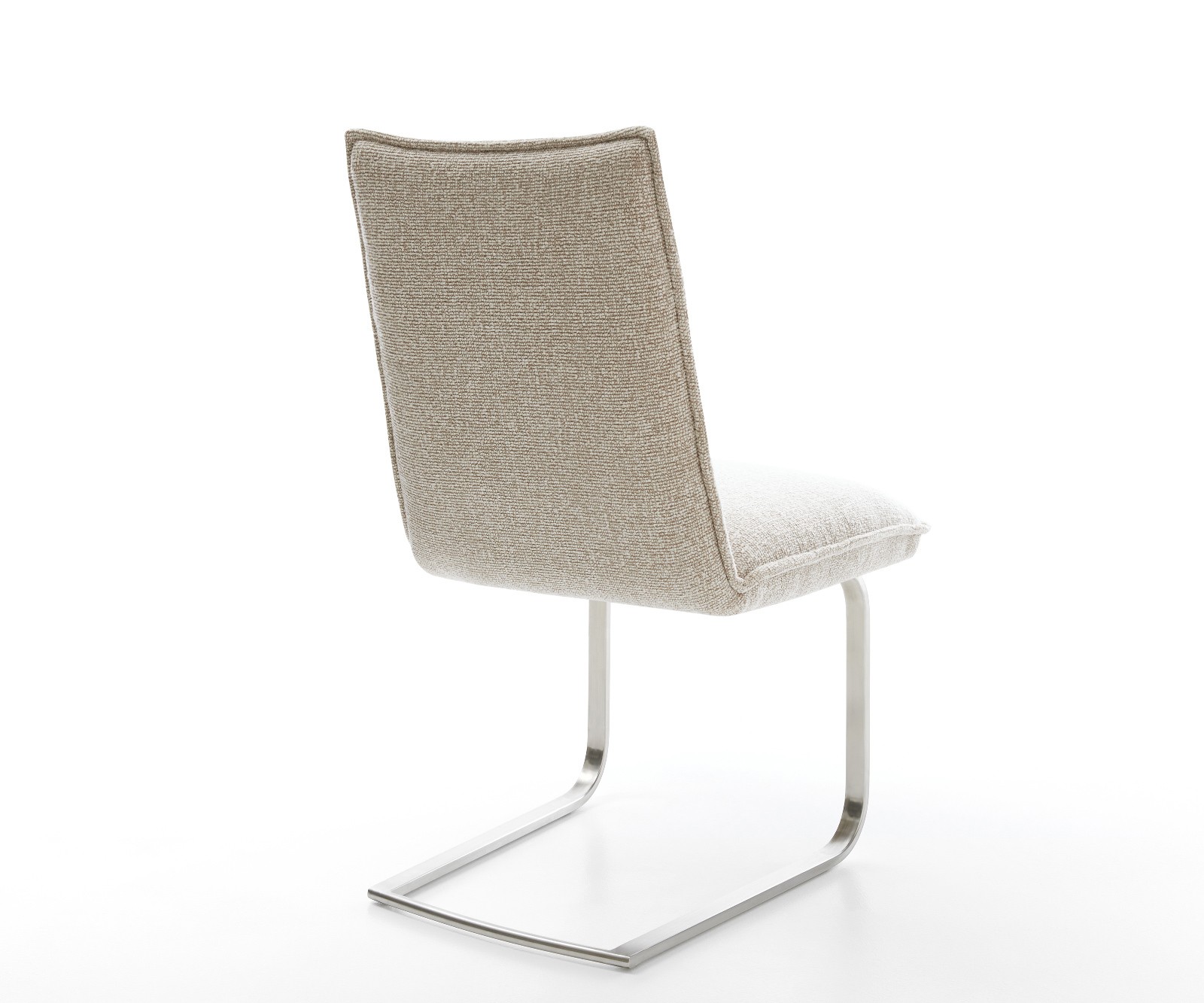 Konzolová jedálenská stolička Lelio-Flex tkanina mäkký béžová konzolová jedálenská stolička plochý nerezová oceľ vrecková pružina - Image 5