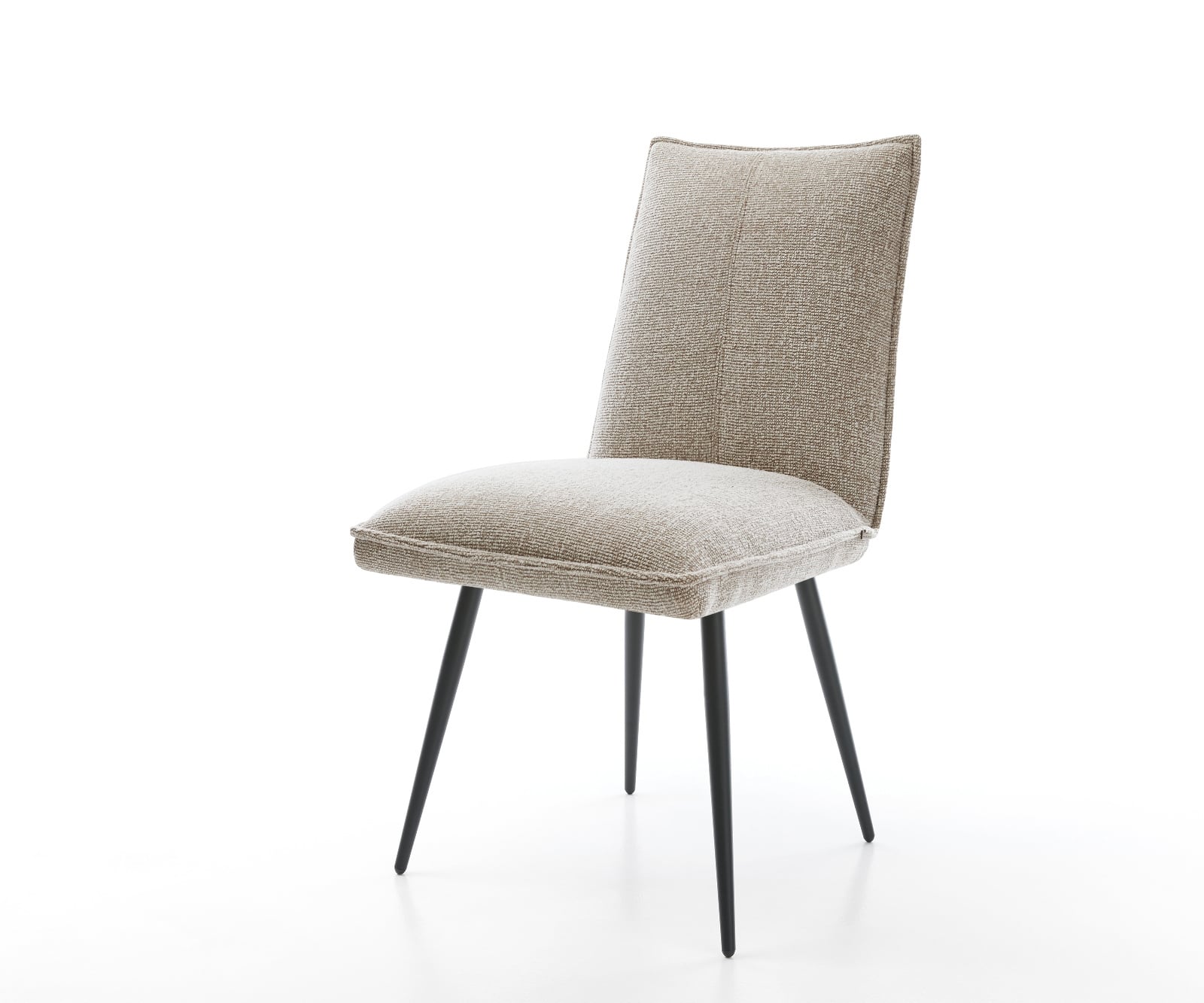 Jedálenská stolička Lelio-Flex tkanina mäkký béžová 4-nohá zúžená čierna vrecková pružina