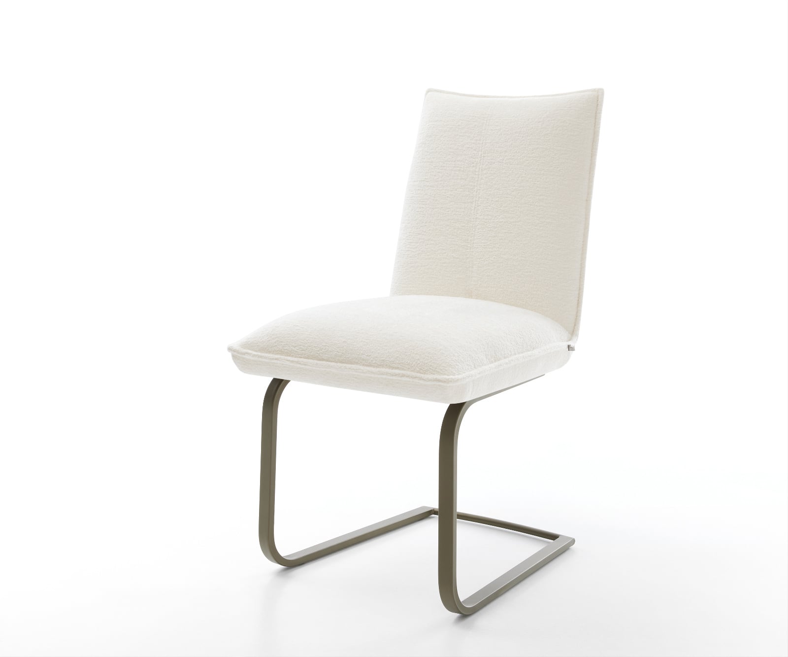 Konzolová jedálenská stolička Lelio-Flex bouclé mäkký béžová konzolová jedálenská stolička plochý efektové prevedenie titánová vrecková pružina