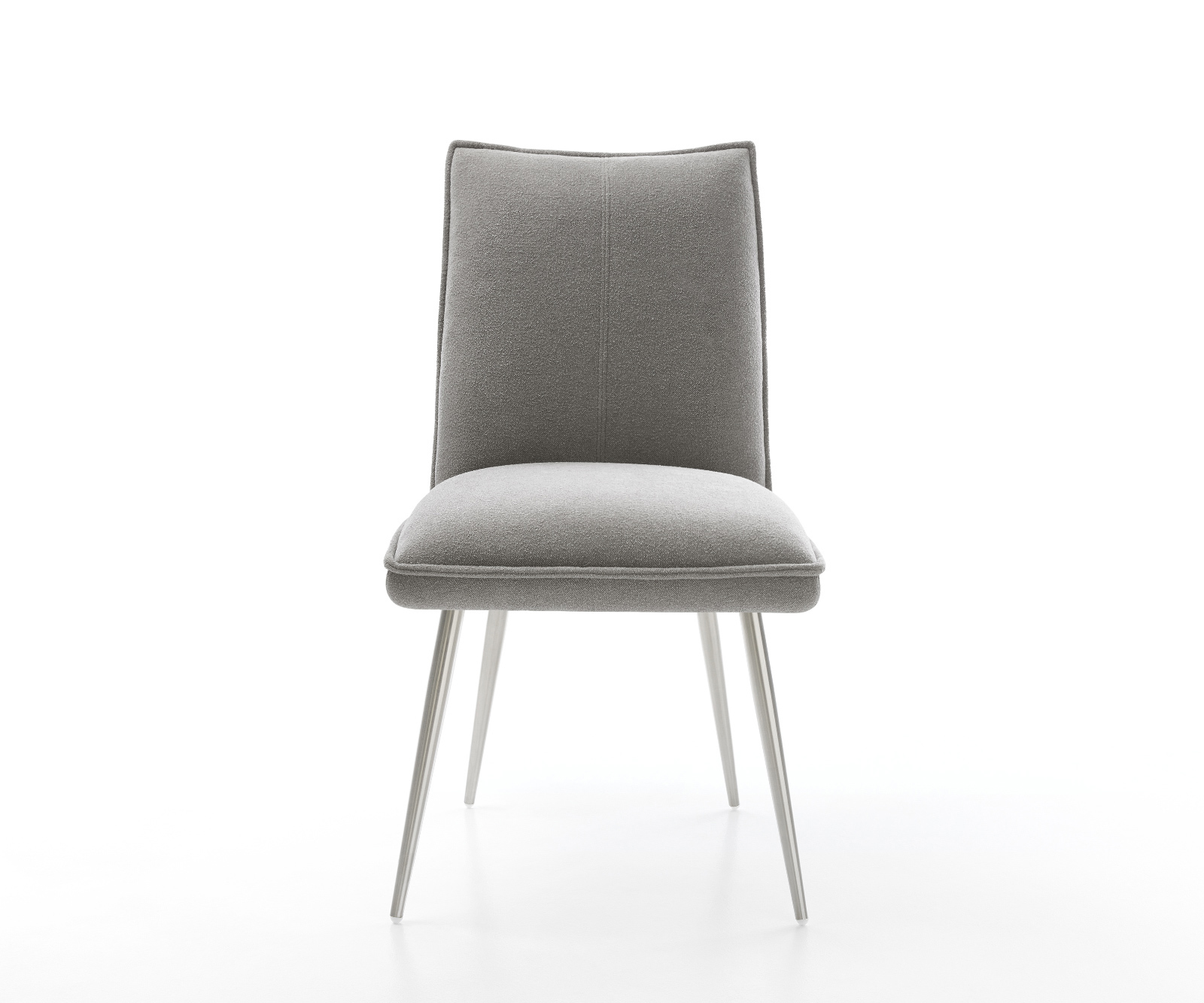 Jedálenská stolička Lelio-Flex štruktúrovaná látka mäkký sivá 4-nohá zúžená nerezová oceľ vrecková pružina - Image 2
