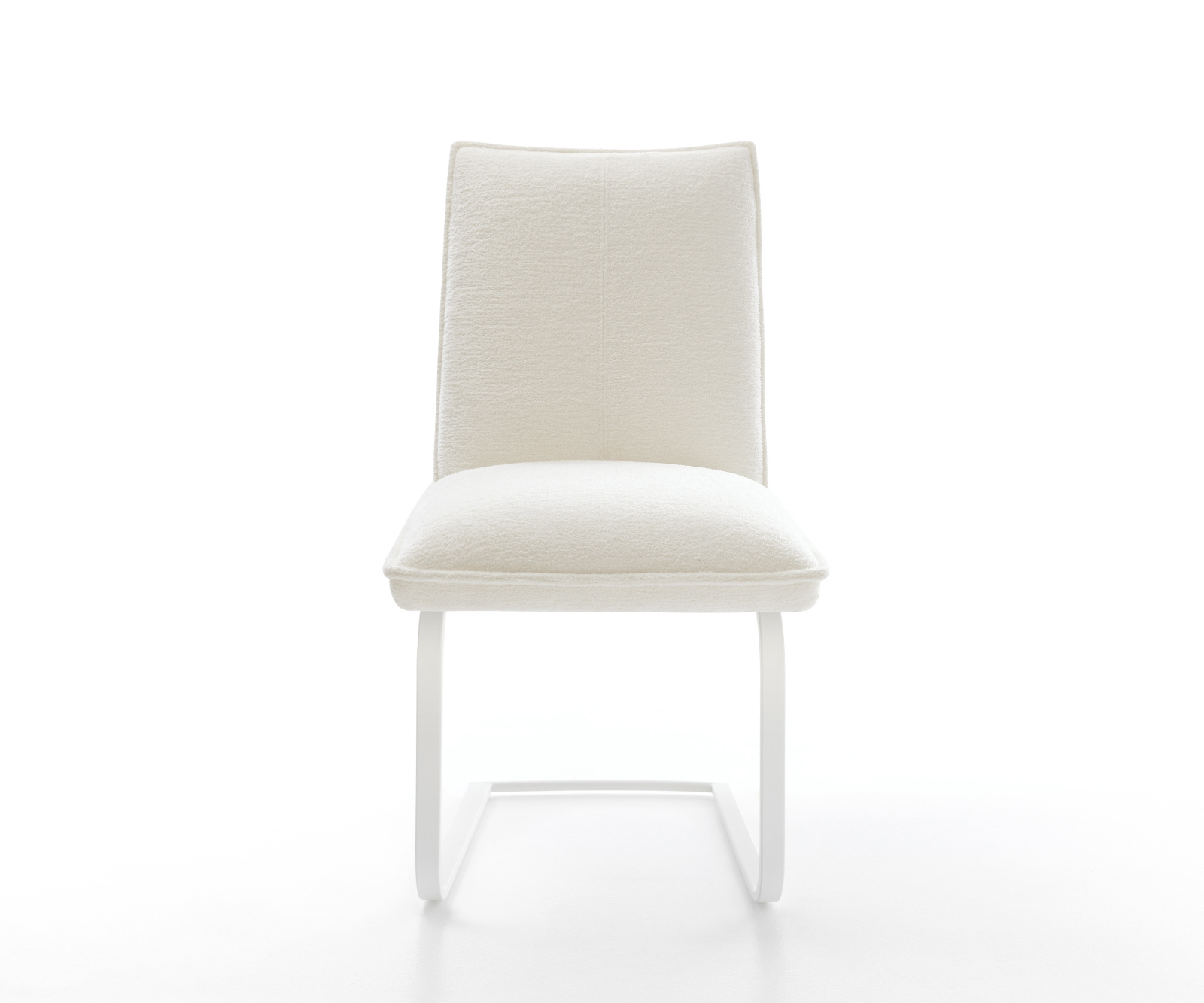 Konzolová jedálenská stolička Lelio-Flex bouclé mäkký béžová konzolová jedálenská stolička plochá biela vrecková pružina - Image 2