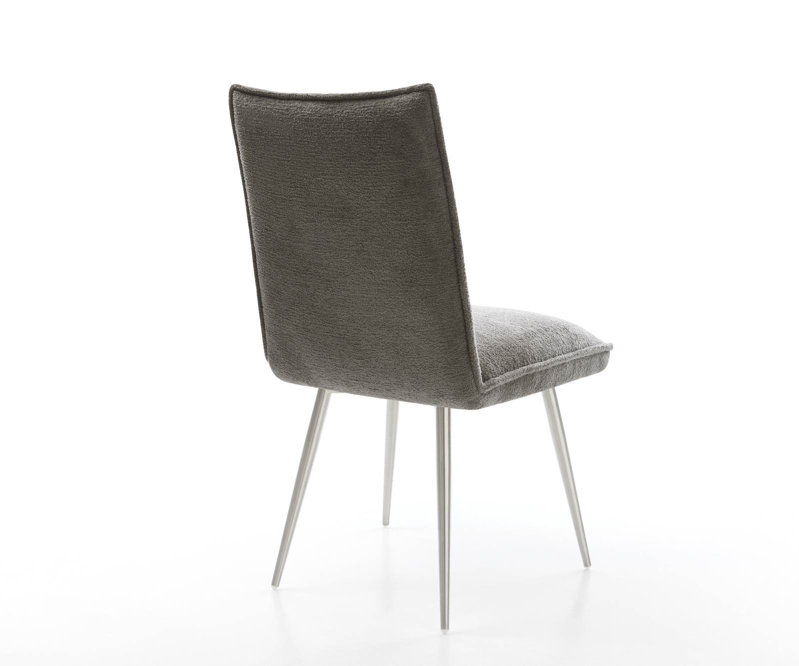 Jedálenská stolička Lelio-Flex bouclé mäkký tmavobéžová 4-nohá zúžená nerezová oceľ vrecková pružina - Image 5