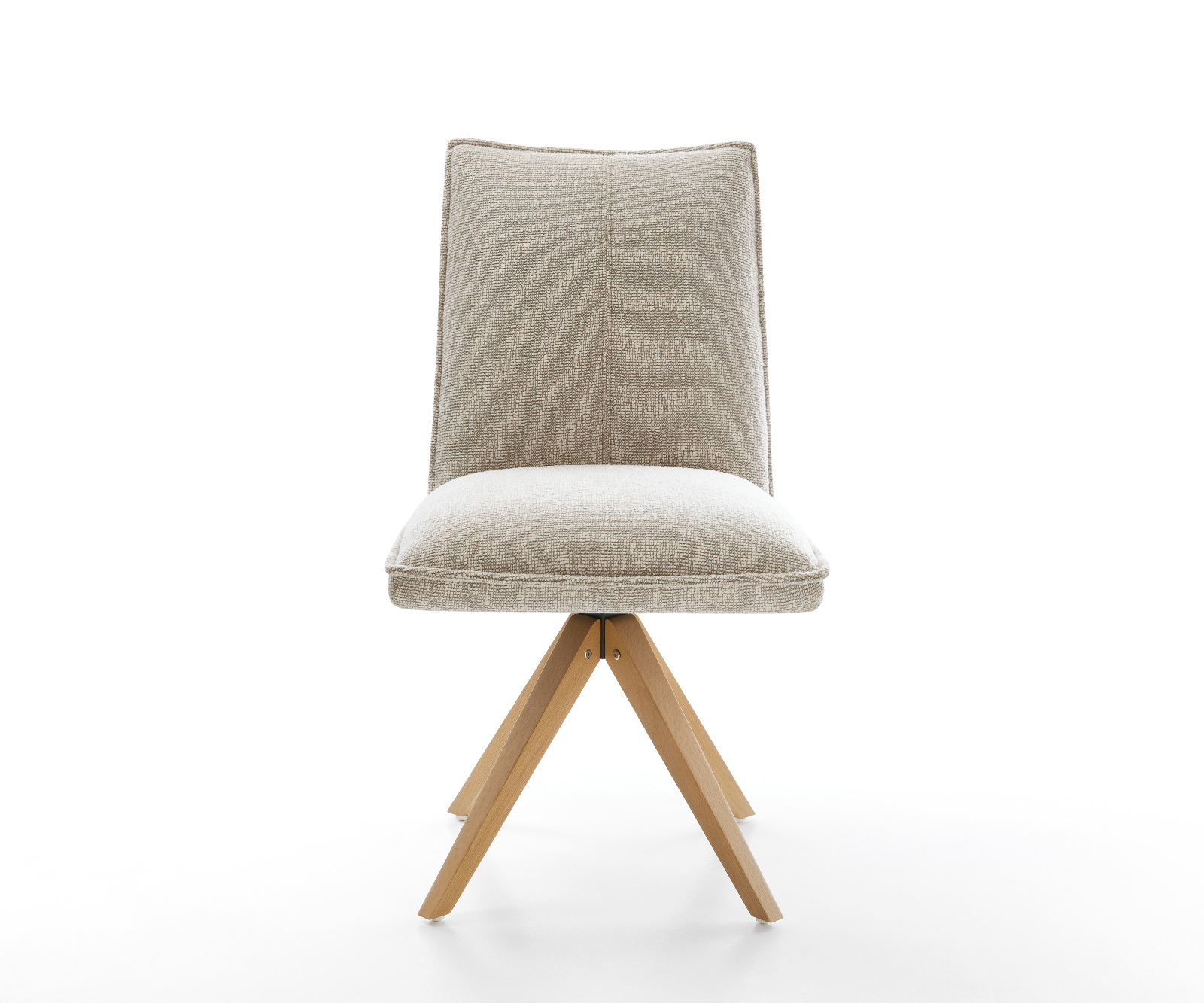 Jedálenská stolička Lelio-Flex tkanina mäkký béžová drevená podstava hranatý prírodná 180° otočný vrecková pružina - Image 2