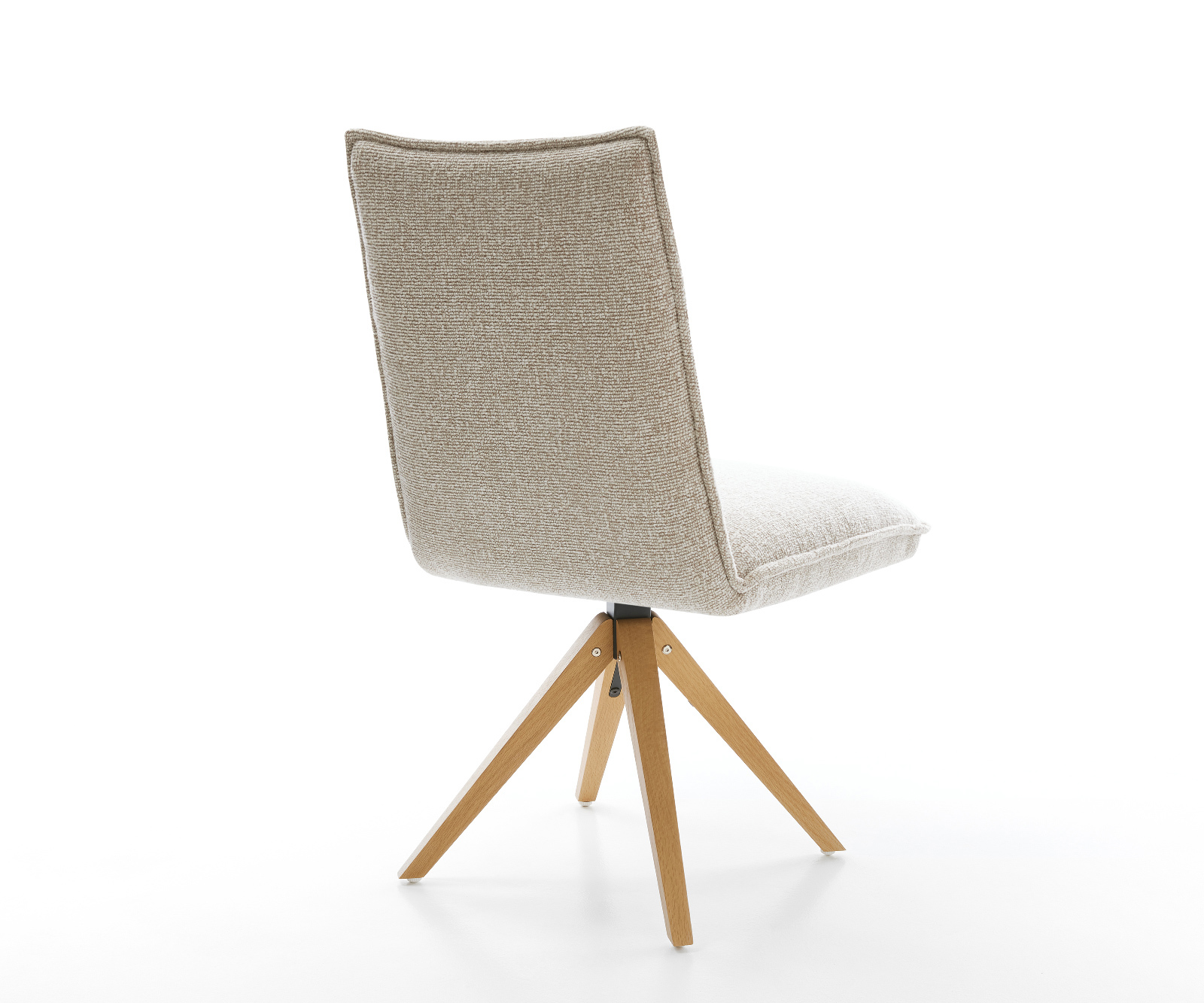 Jedálenská stolička Lelio-Flex tkanina mäkký béžová drevená podstava hranatý prírodná 180° otočný vrecková pružina - Image 5