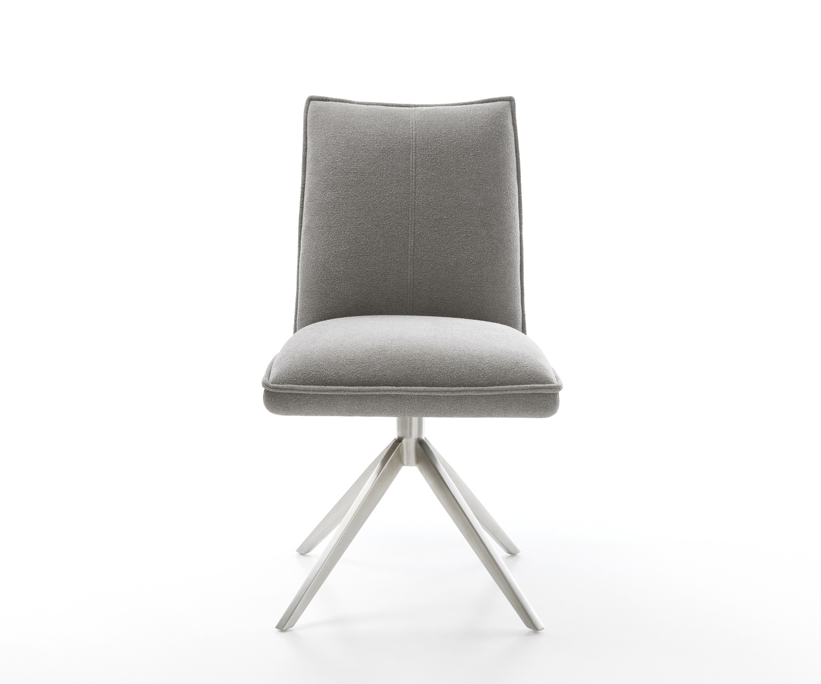 Jedálenská stolička Lelio-Flex texturovaná látka mäkký sivá krížová podstava široká nerezová oceľ 360° otočný hojdacia funkcia vrecková pružina - Image 2
