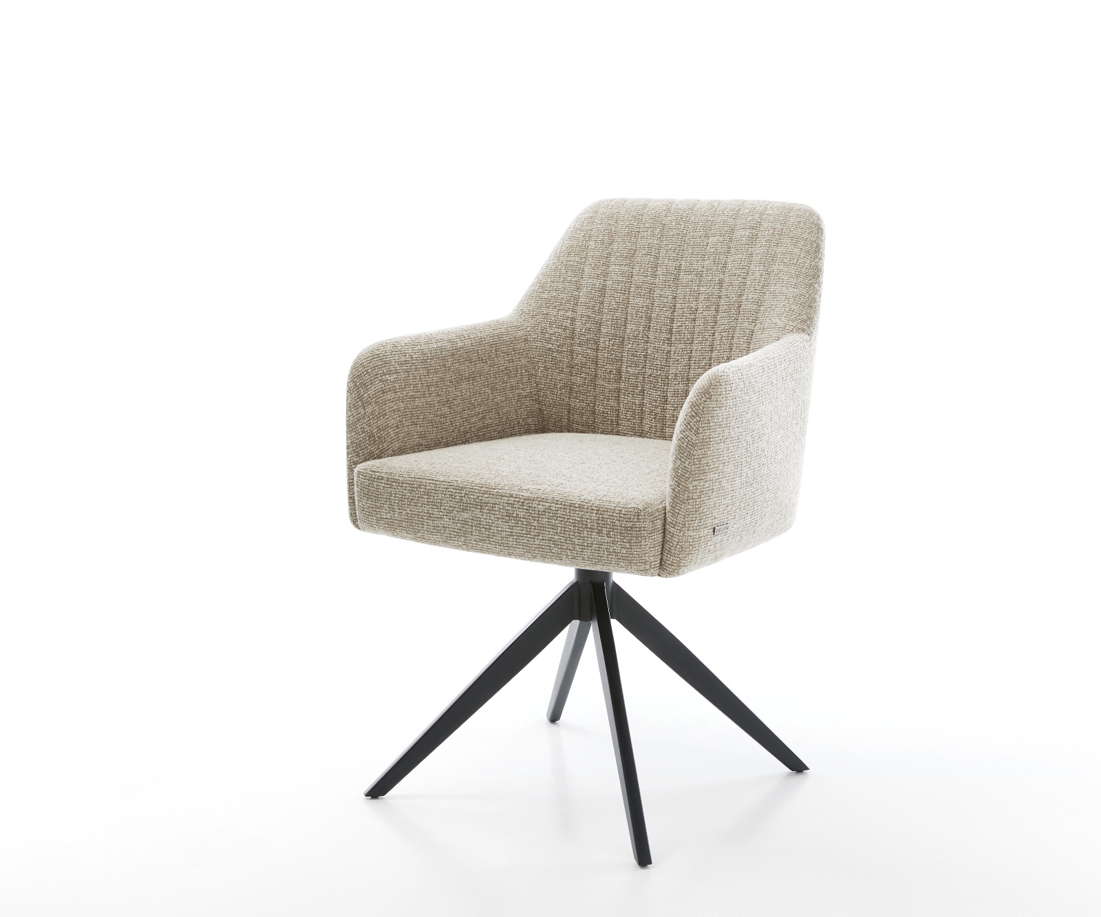 Jedálenská stolička Greg-Flex tkanina mäkký béžová krížová podstava široká čierna 360° otočný hojdacia funkcia vrecková pružina