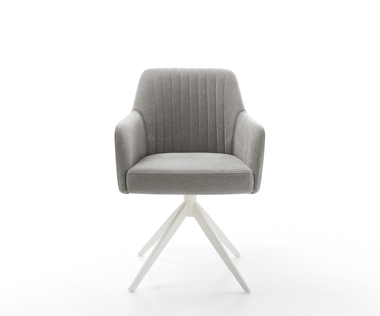 Jedálenská stolička Greg-Flex štruktúrovaná látka mäkký sivá krížová podstava široká biela otočný o 360° hojdacia funkcia vrecková pružina - Image 2