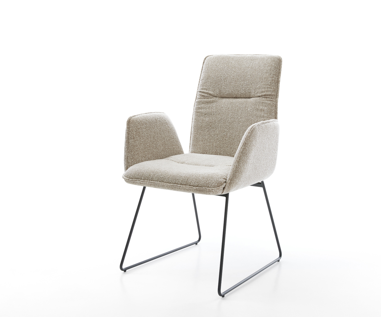 Jedálenská stolička Vinja-Flex tkanina mäkký béžová tenká podstava čierna